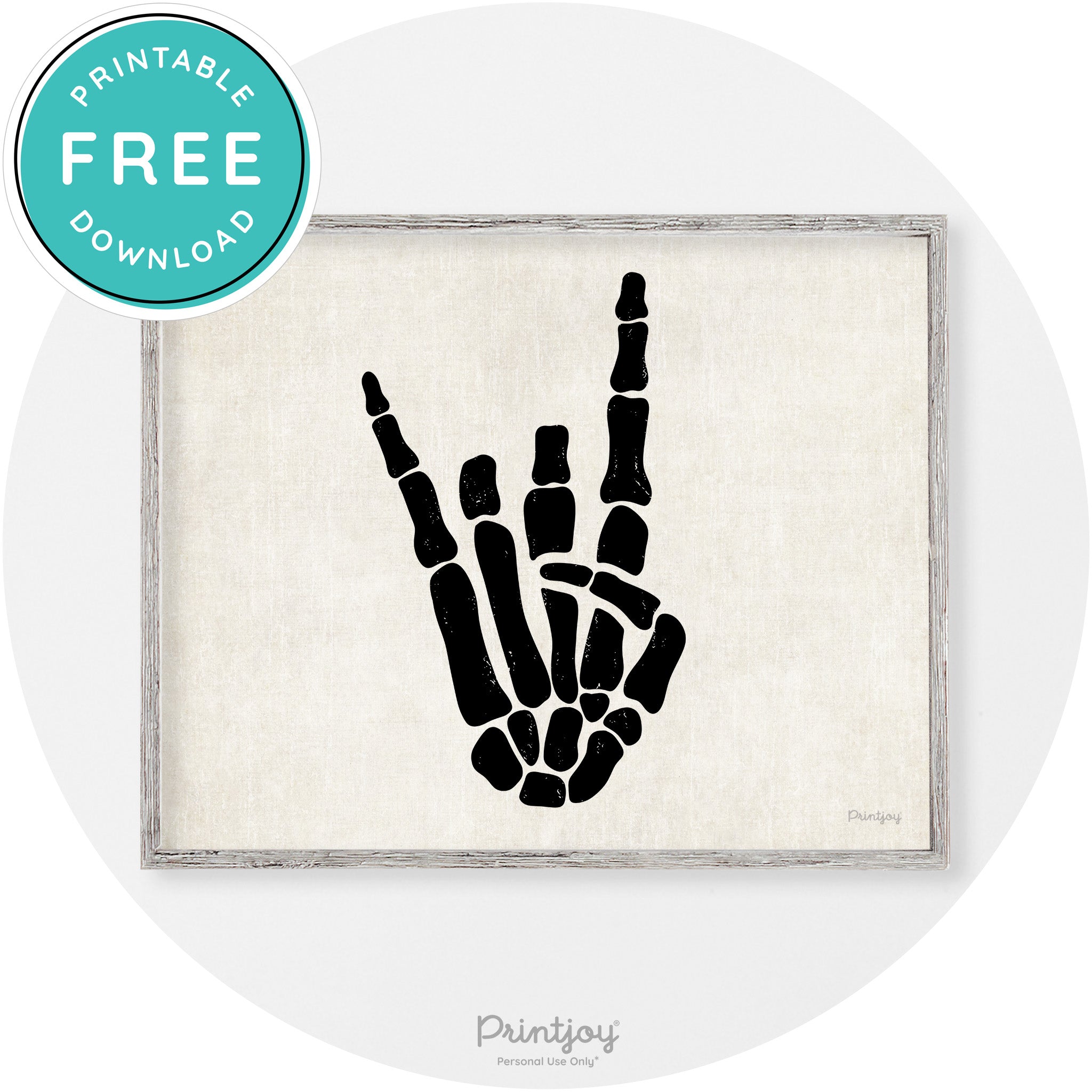 Skeleton Rock On Hand Bones Vintage Halloween Wall Art Free Printable - Printjoy