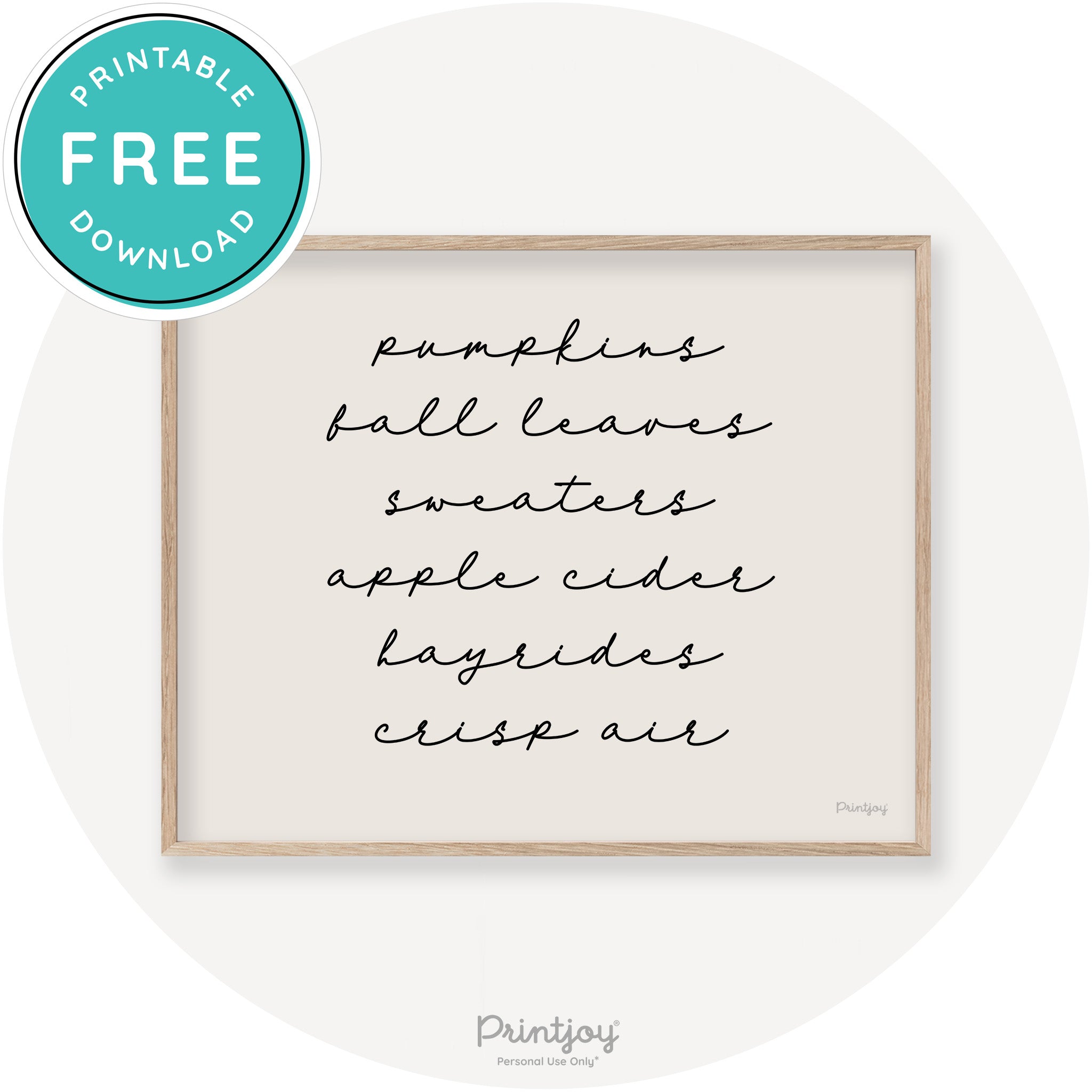 Fall Favorite Things Cute Modern Chic Decor Wall Art Printable