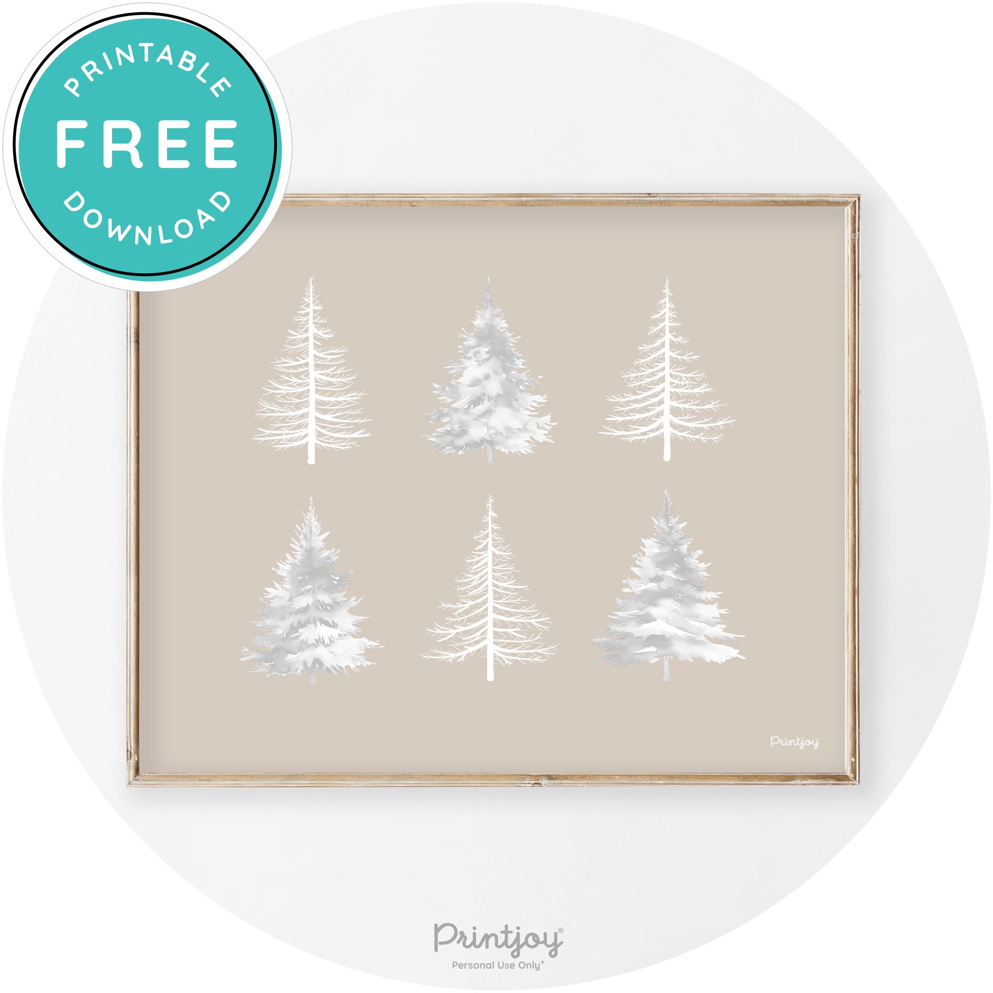 Christmas Trees Silhouette Modern Transitional Wall Art Free Printable - Printjoy
