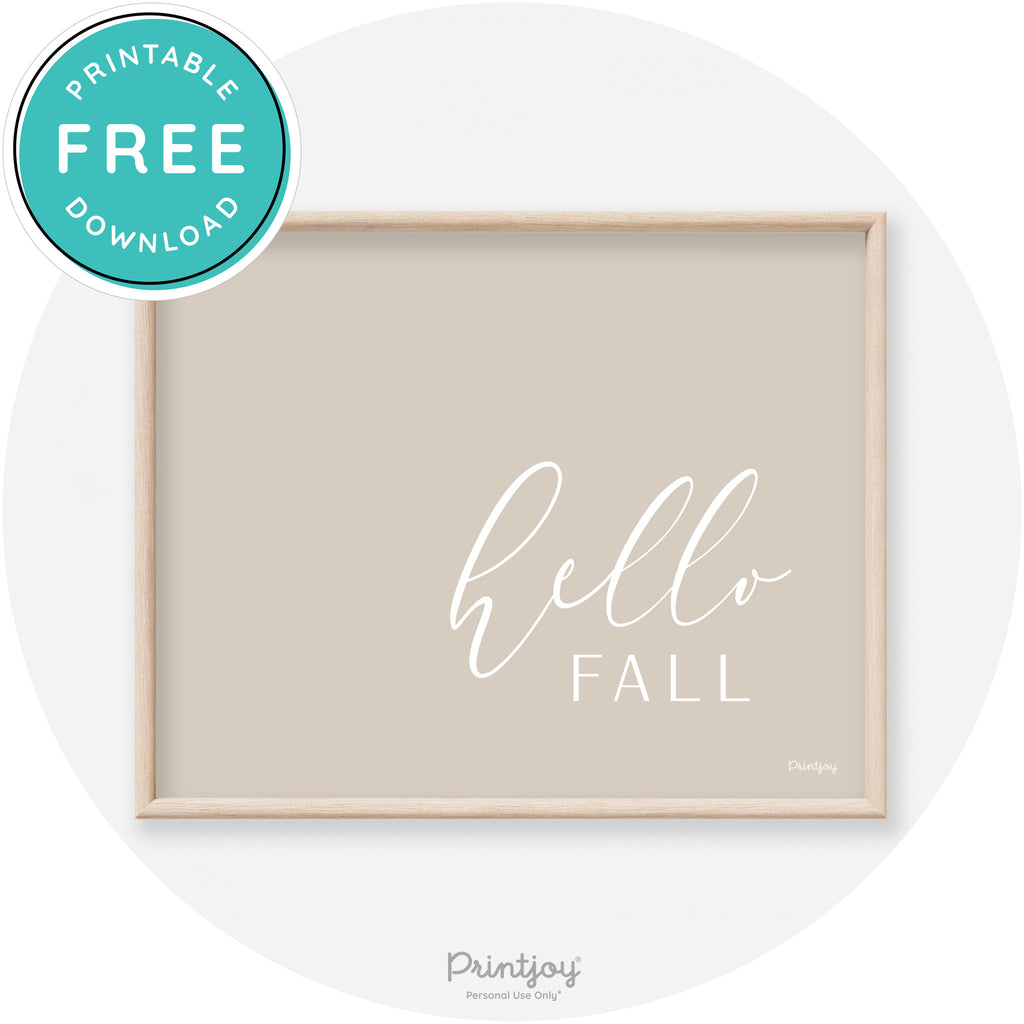 Hello Fall Cursive Modern Transitional Fall Art Decor Free Printable