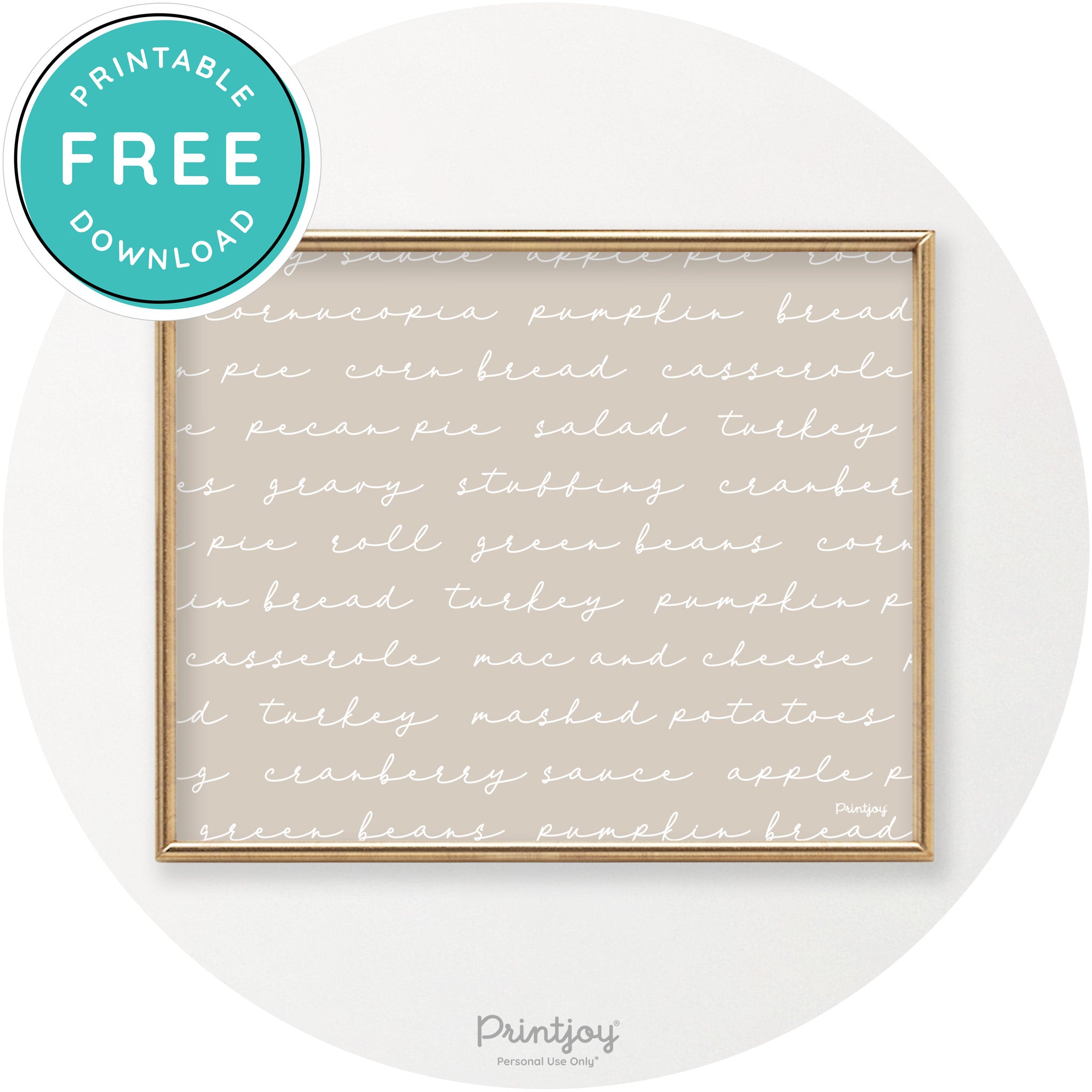 Thanksgiving Dinner Menu Cute Modern Chic Wall Art Free Printable