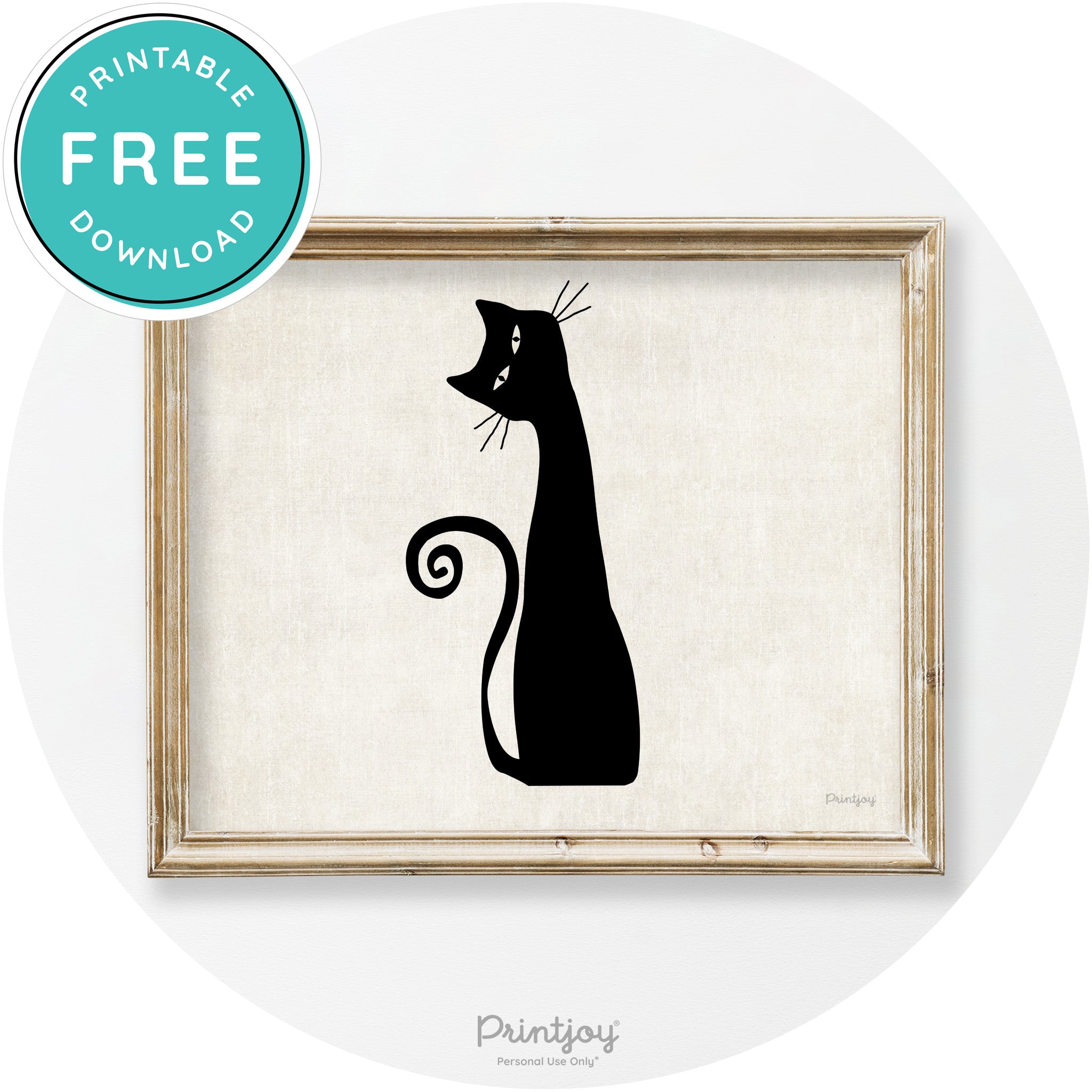 Creepy Skinny Cat Modern Vintage Halloween Wall Art Free Printable