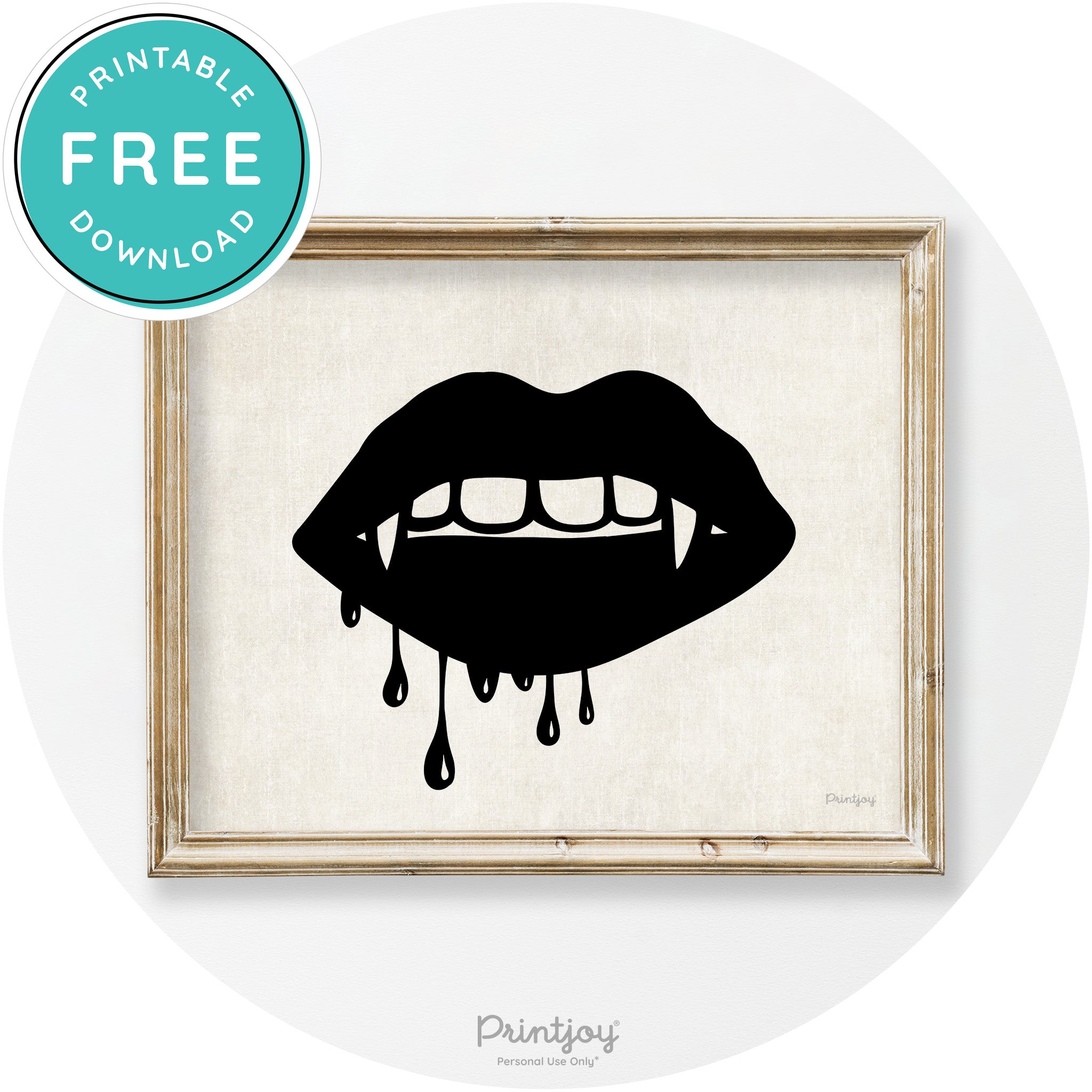 Dracula Fangs Teeth Modern Vintage Halloween Wall Art Free Printable