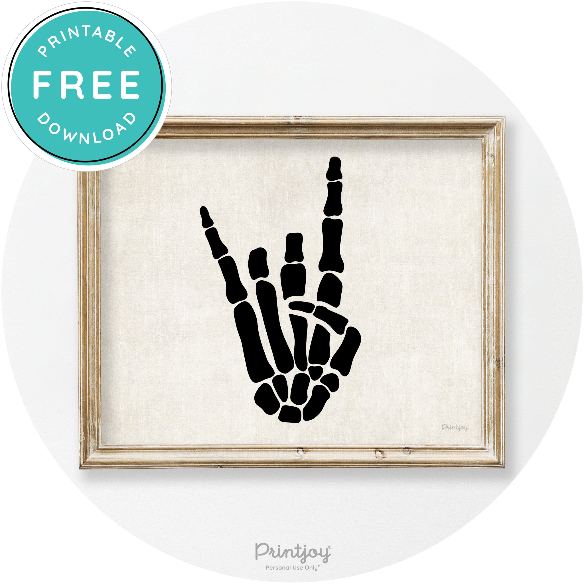 Skeleton Rock On Hand Bones Vintage Halloween Wall Art Free Printable