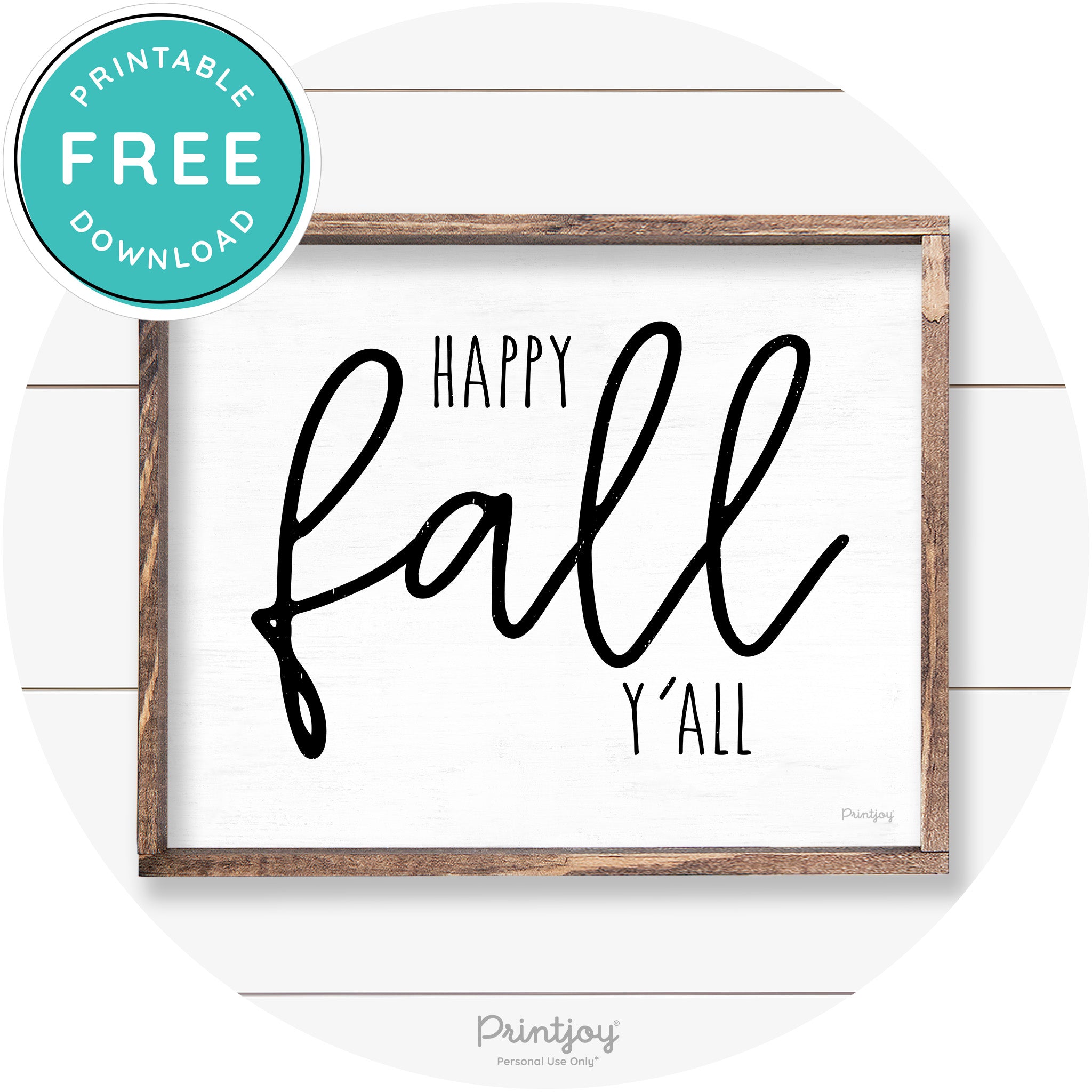 Happy Fall Y'all Cute Farmhouse Autumn Wall Art Decor Free Printable - Printjoy
