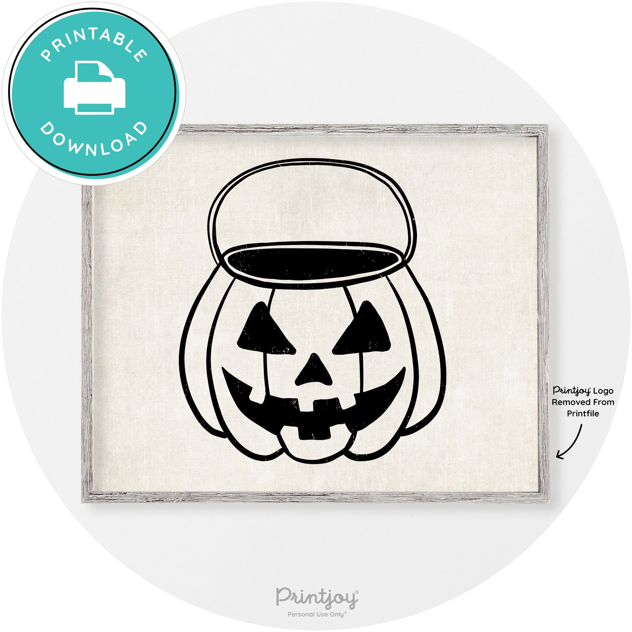 Jack O Lantern Treat Bucket Vintage Halloween Wall Art Free Printable - Printjoy