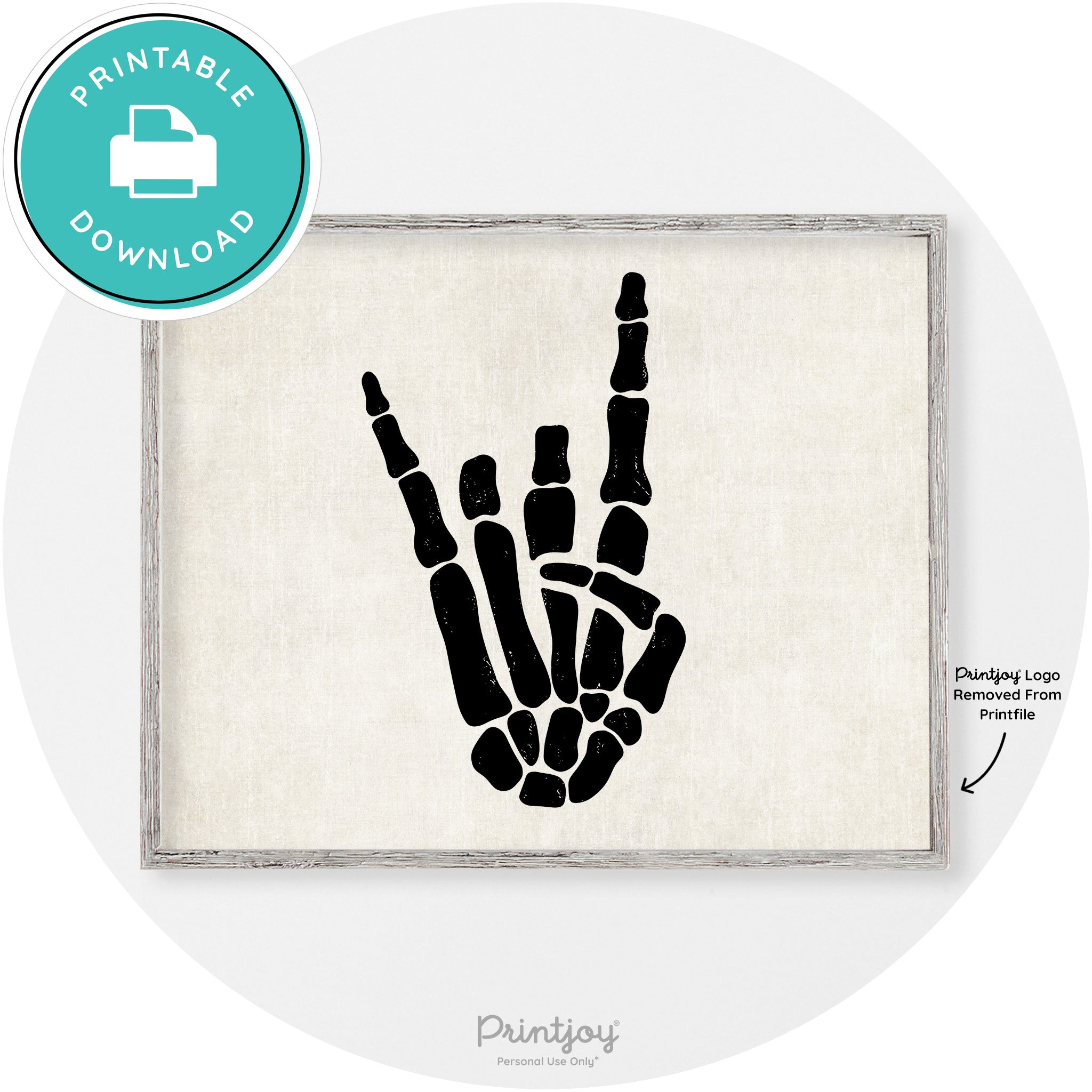 Skeleton Rock On Hand Bones Vintage Halloween Wall Art Free Printable - Printjoy