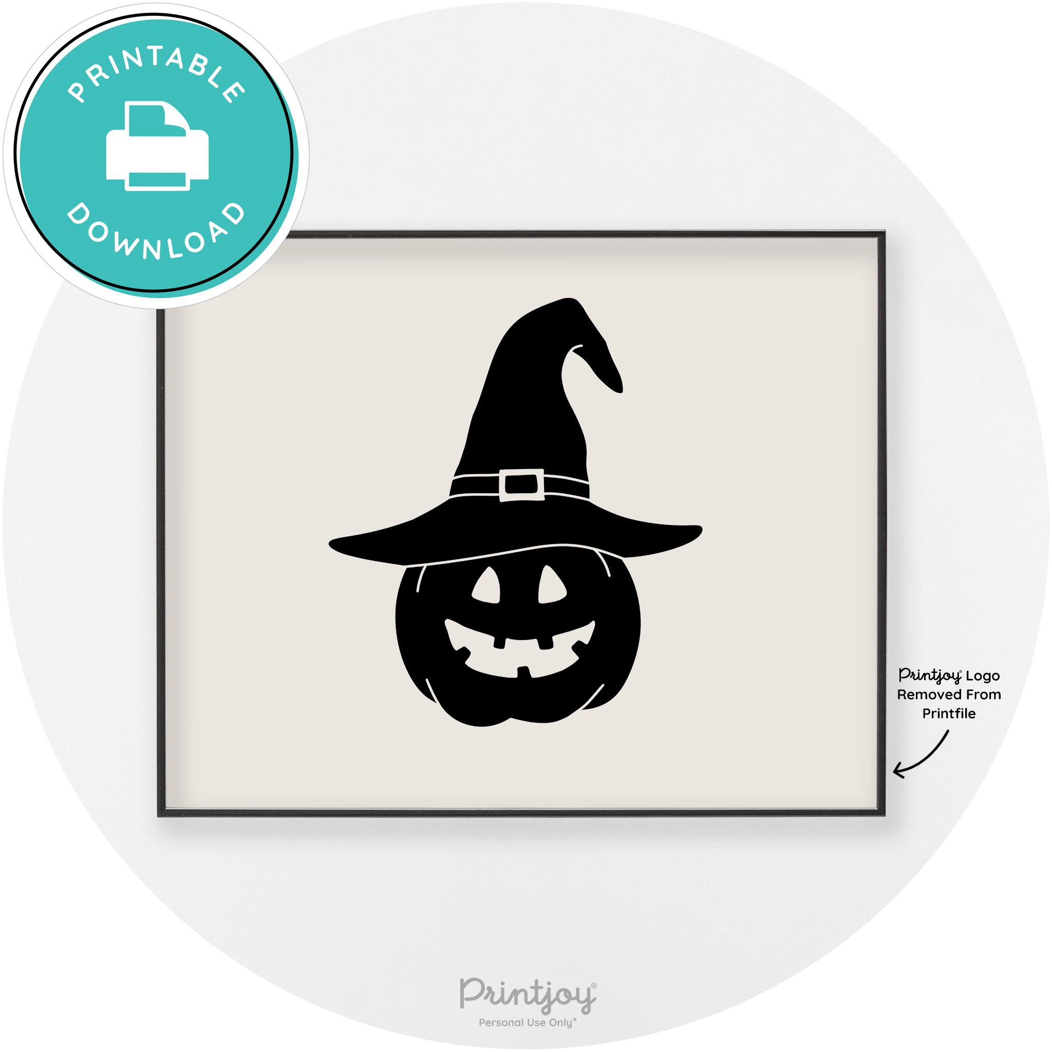 Halloween Cute Witch Jack O Lantern Chic Wall Art Printable