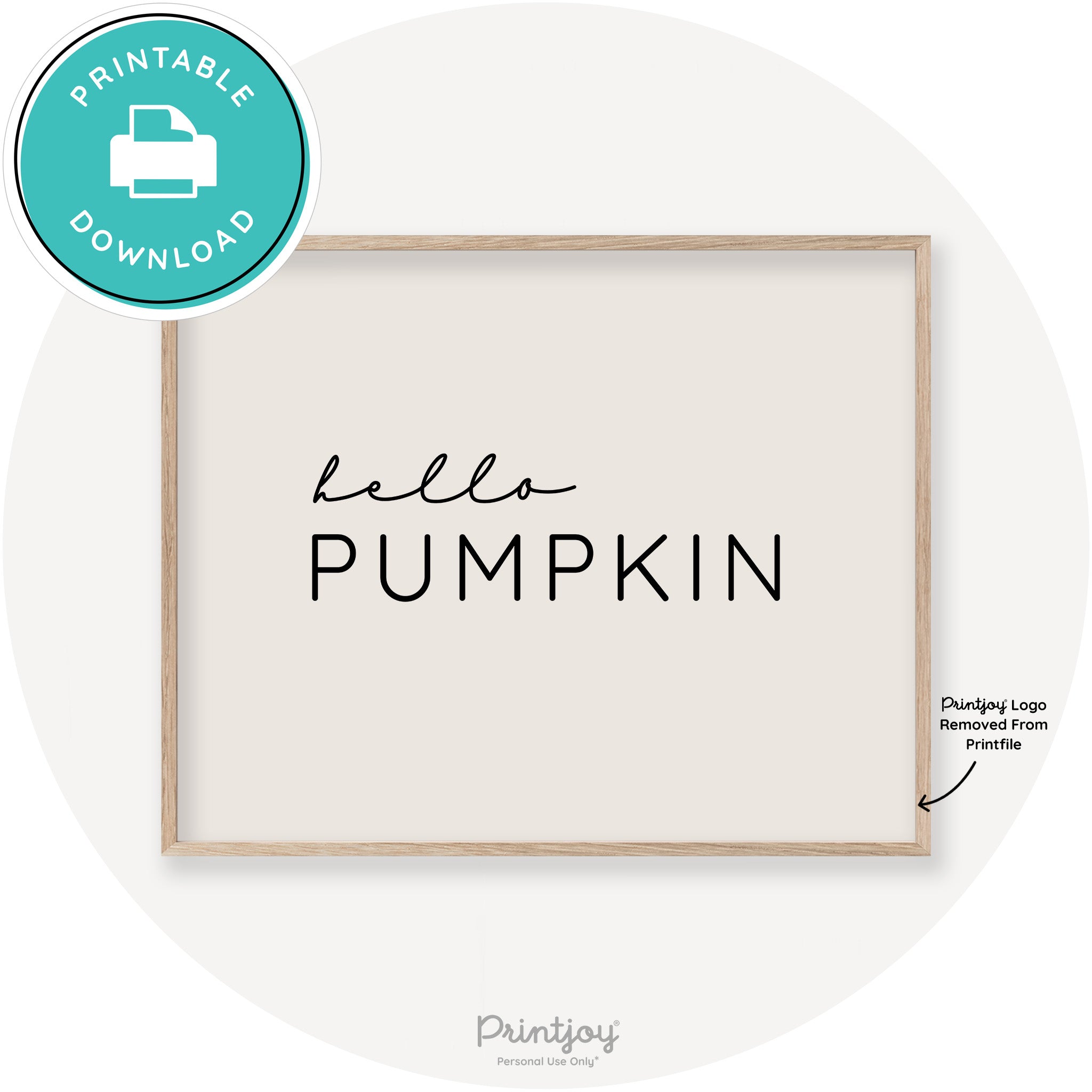 Hello Pumpkin Simple Cute Modern Chic Decor Wall Art Printable