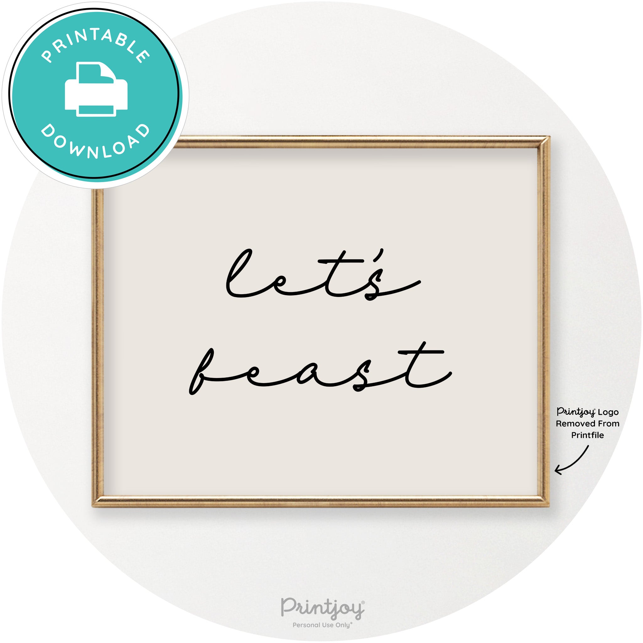 Let's Feast Cute Thanksgiving Modern Chic Wall Art Printable