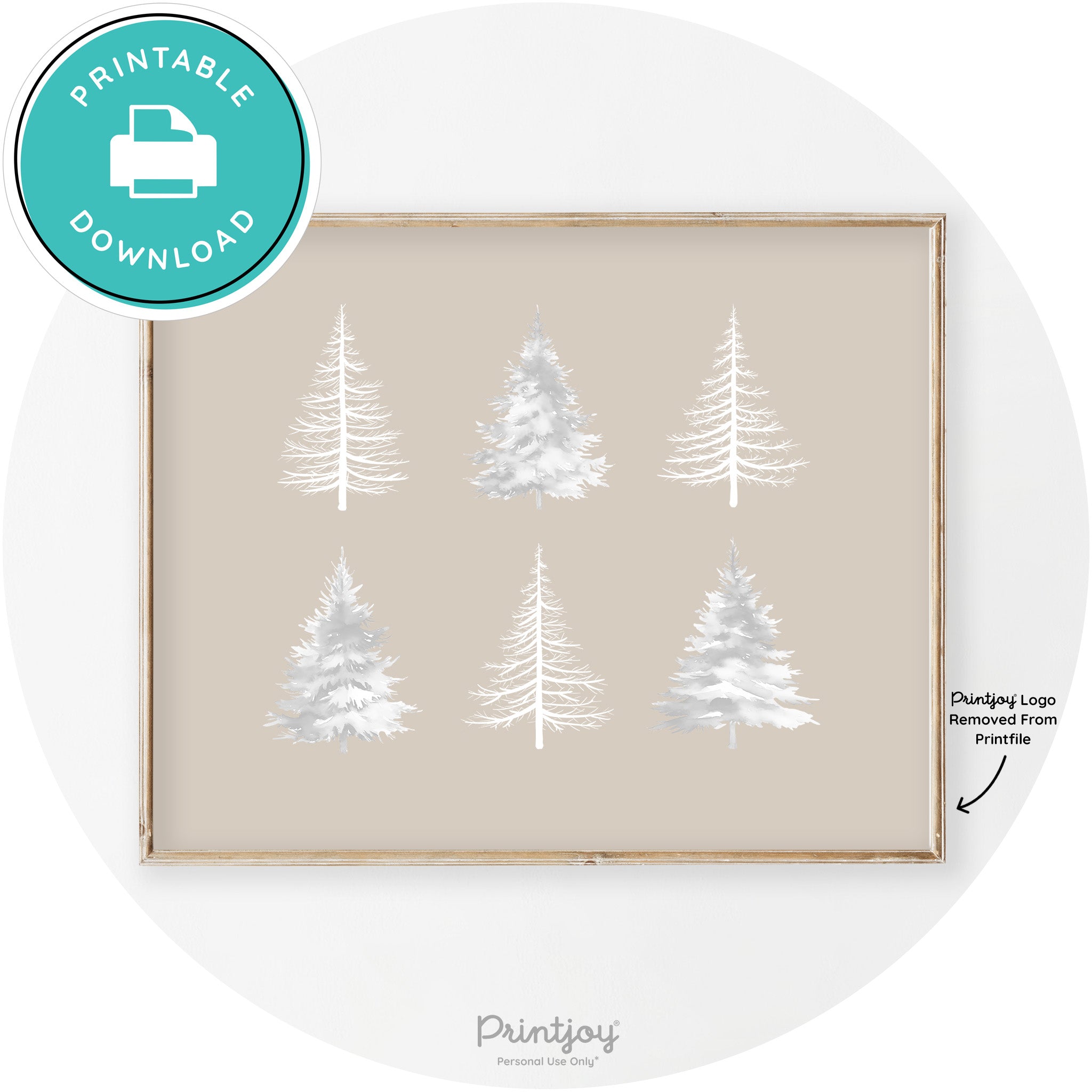 Christmas Trees Silhouette Modern Transitional Wall Art Free Printable - Printjoy