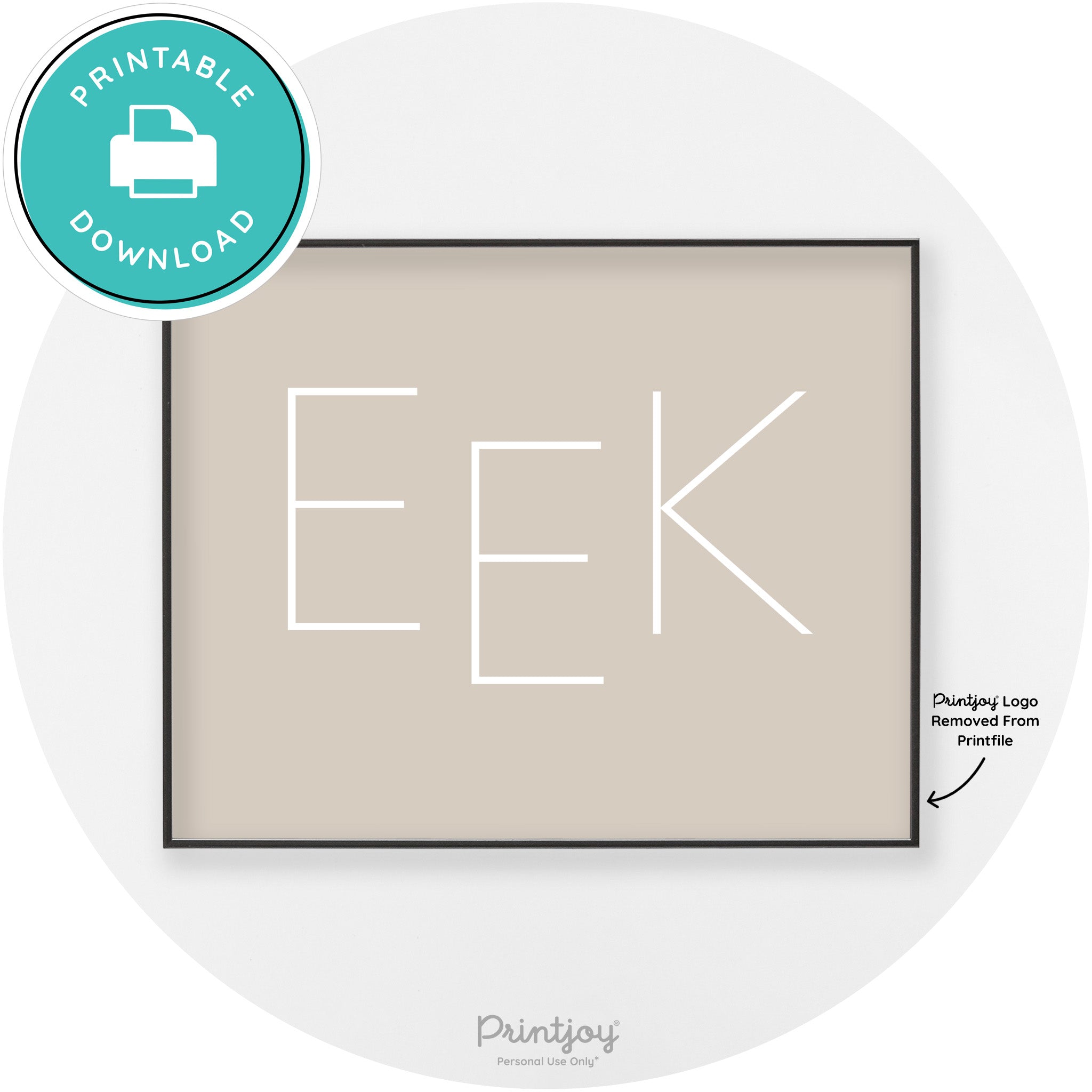 Eek Halloween Modern Chic Lettering Wall Art Decor Free Printable