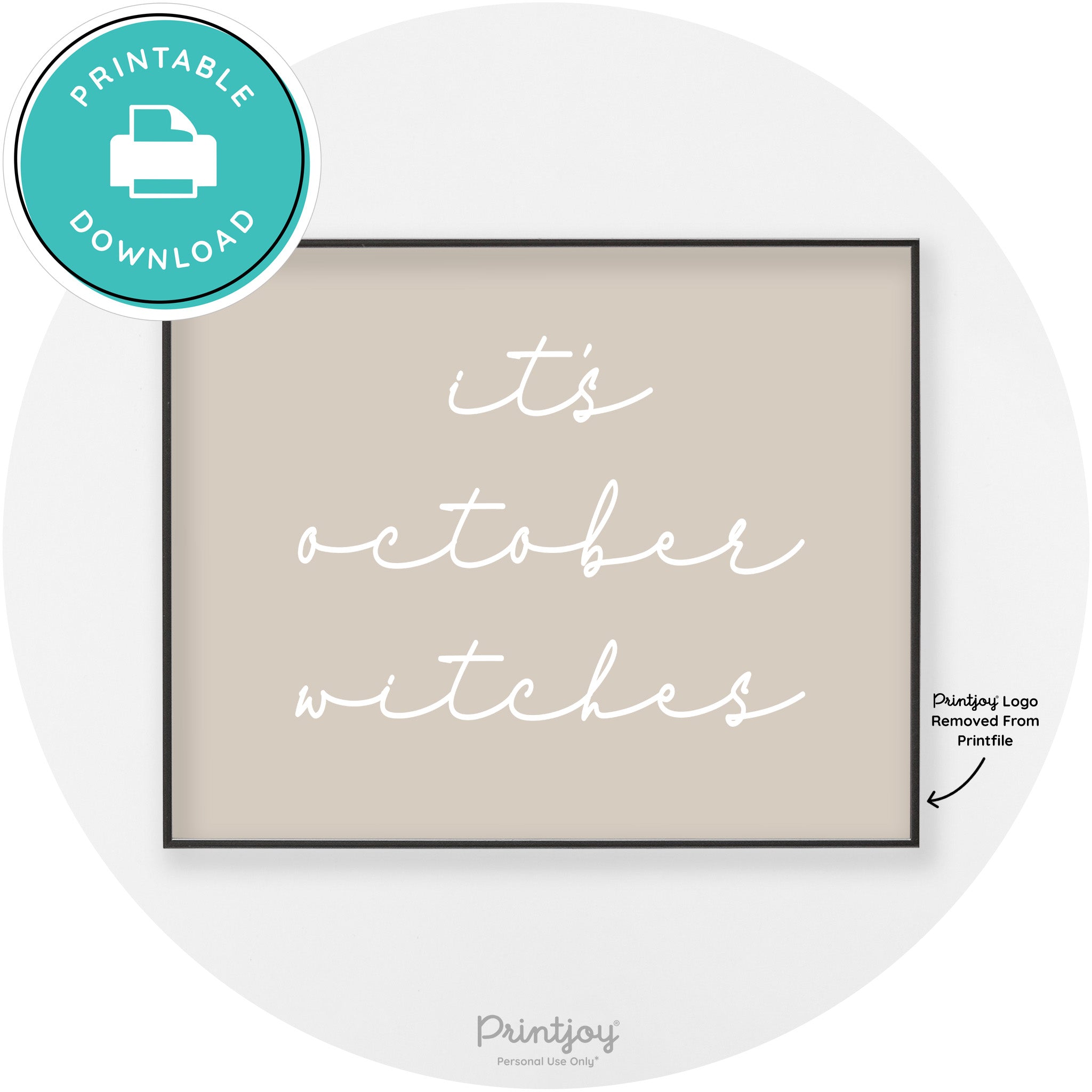 It's October Witches Halloween Modern Chic Wall Art Free Printable