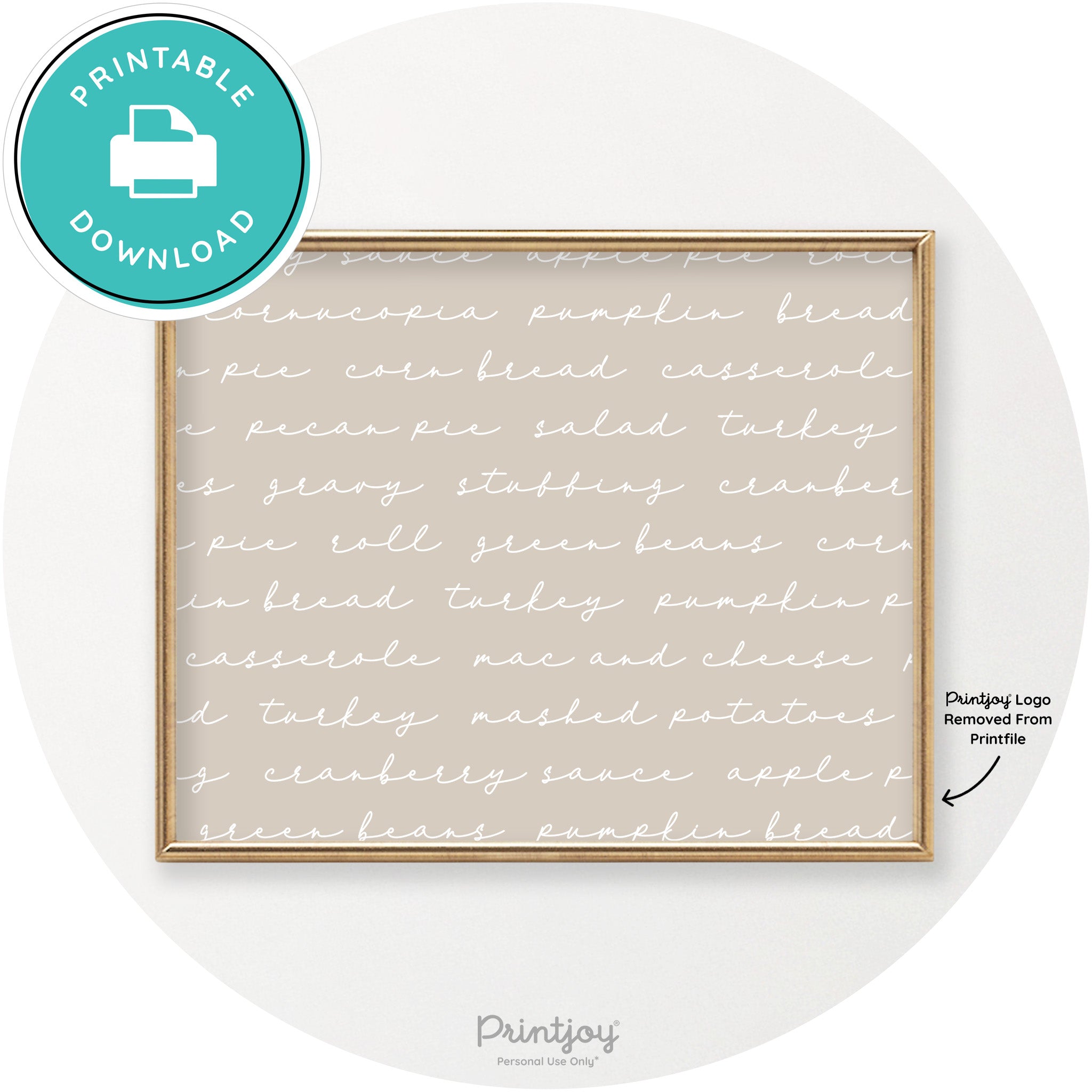 Thanksgiving Dinner Menu Cute Modern Chic Wall Art Free Printable