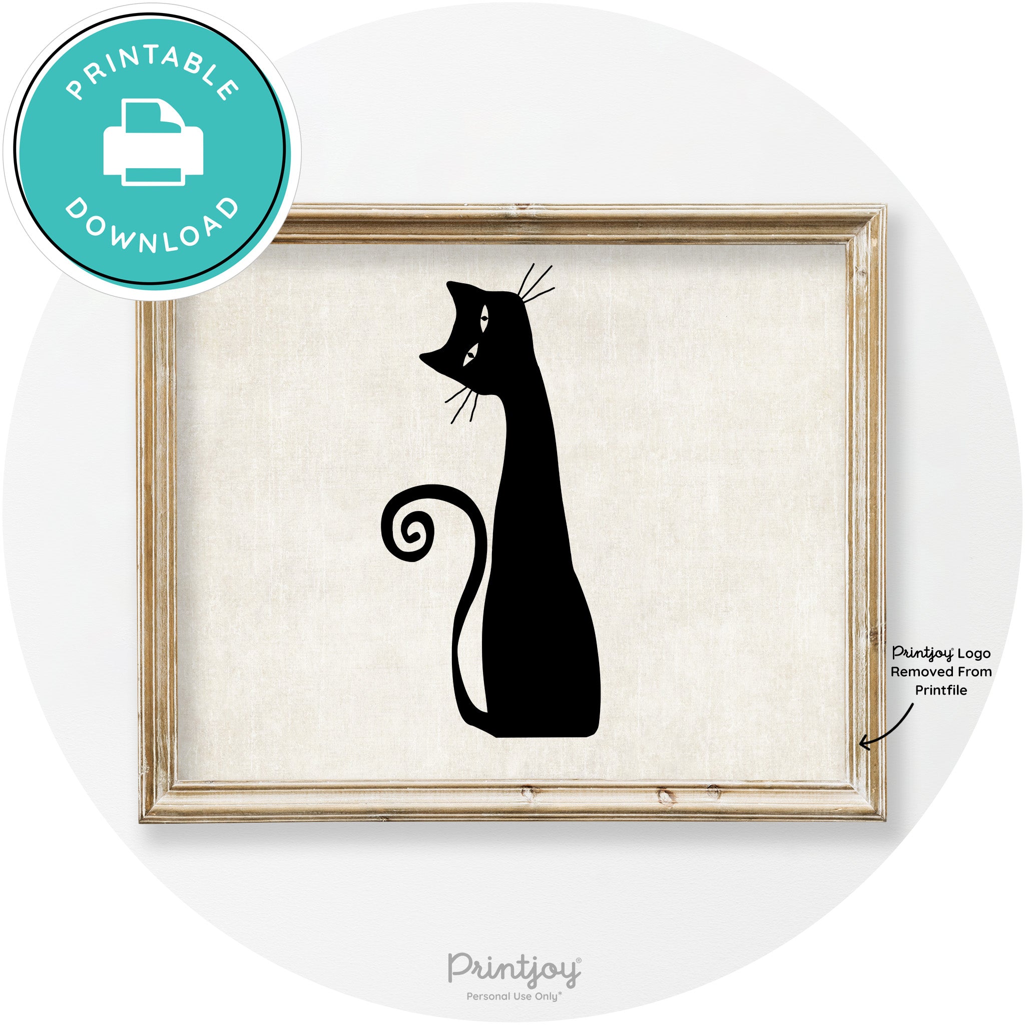 Creepy Skinny Cat Modern Vintage Halloween Wall Art Free Printable