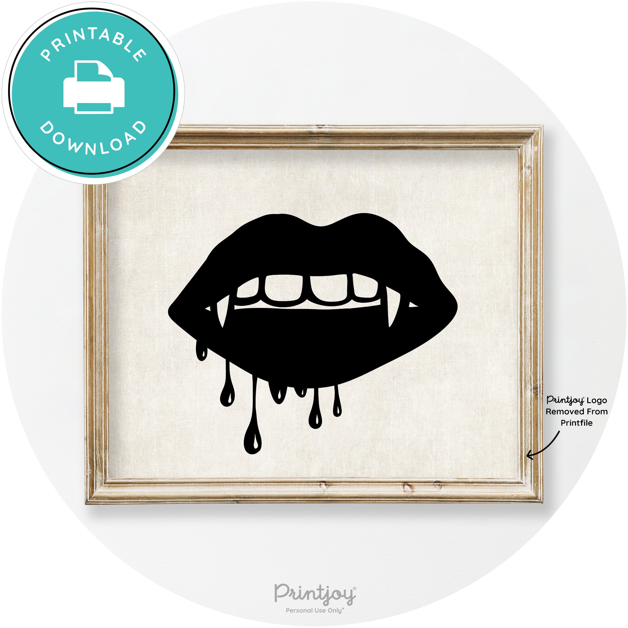 Dracula Fangs Teeth Modern Vintage Halloween Wall Art Free Printable
