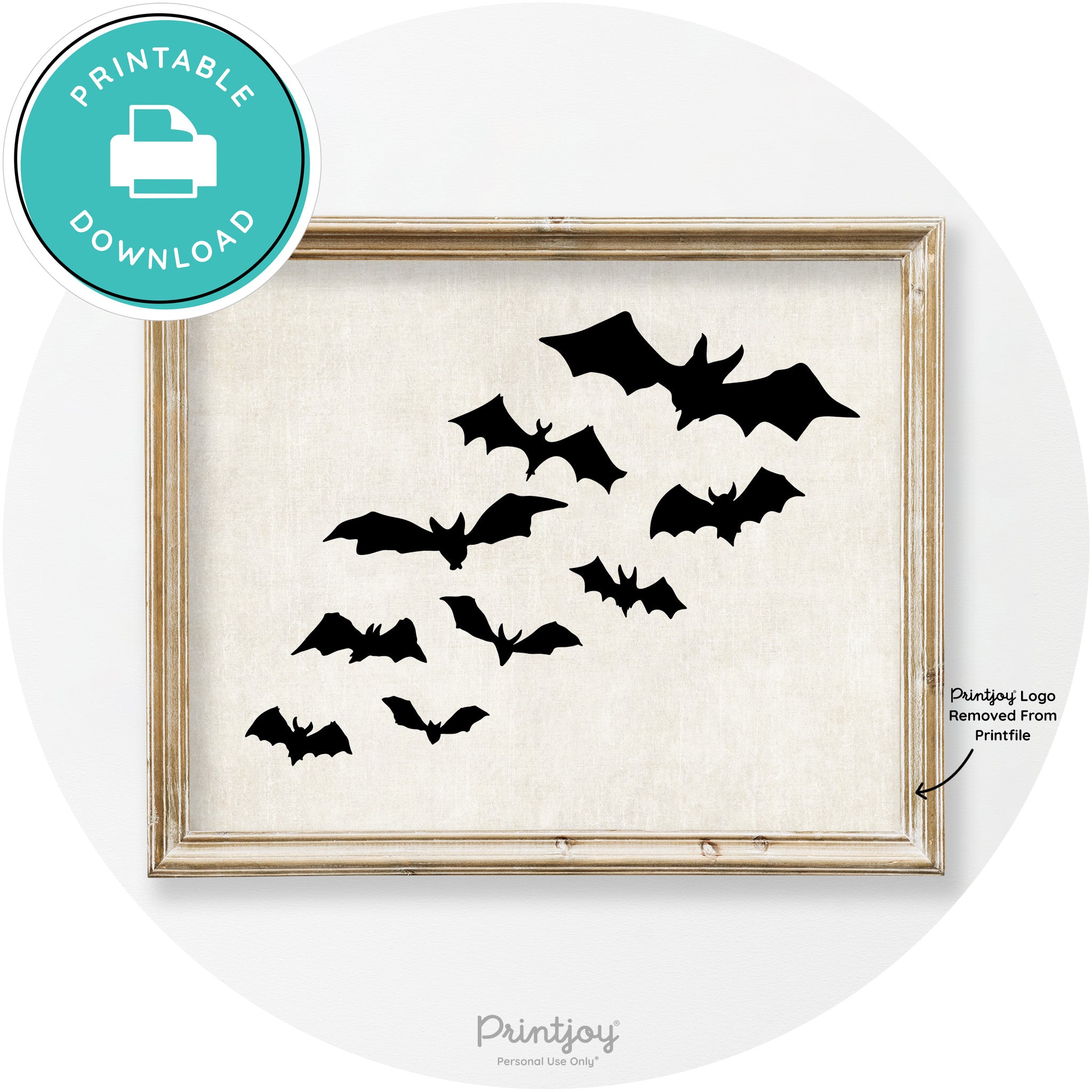Halloween Bats Silhouette Modern Vintage Wall Art Free Printable