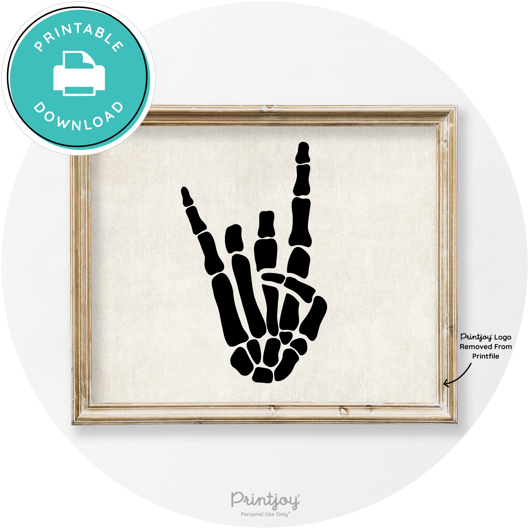 Skeleton Rock On Hand Bones Vintage Halloween Wall Art Free Printable