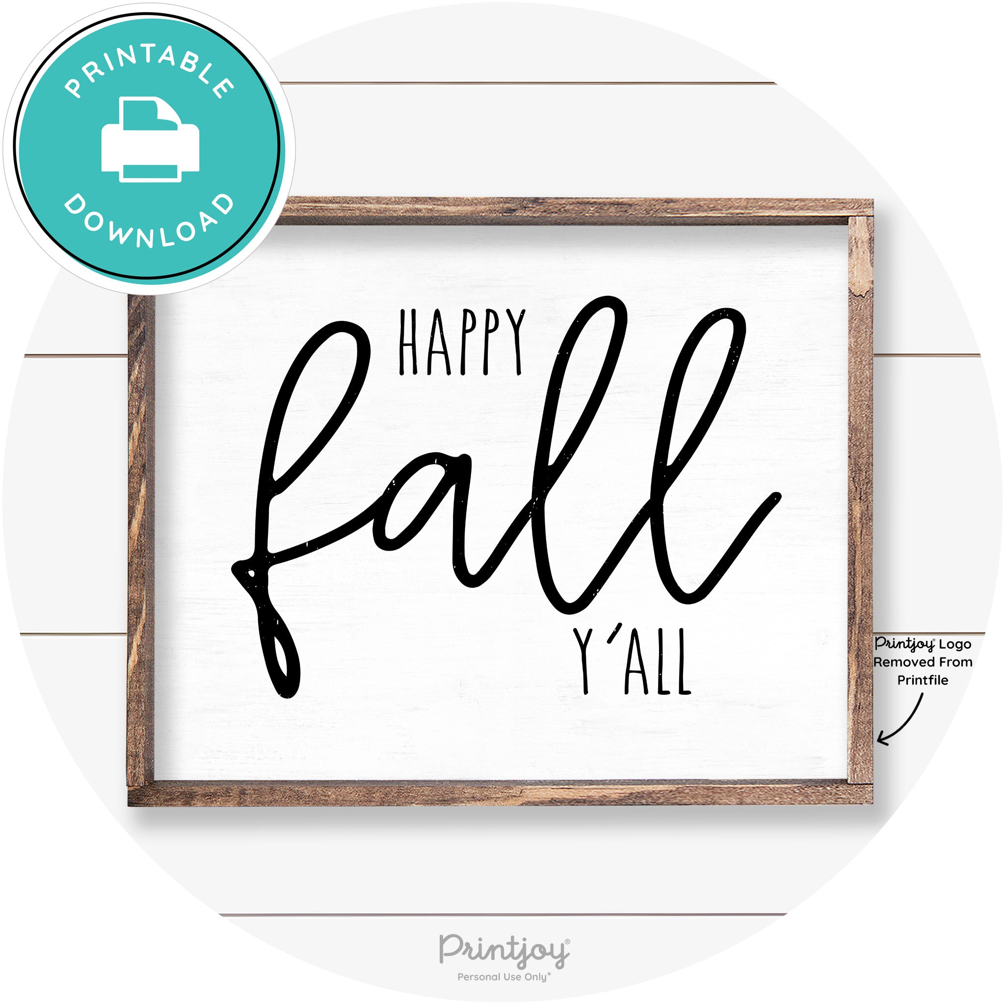 Happy Fall Y'all Cute Farmhouse Autumn Wall Art Decor Free Printable - Printjoy