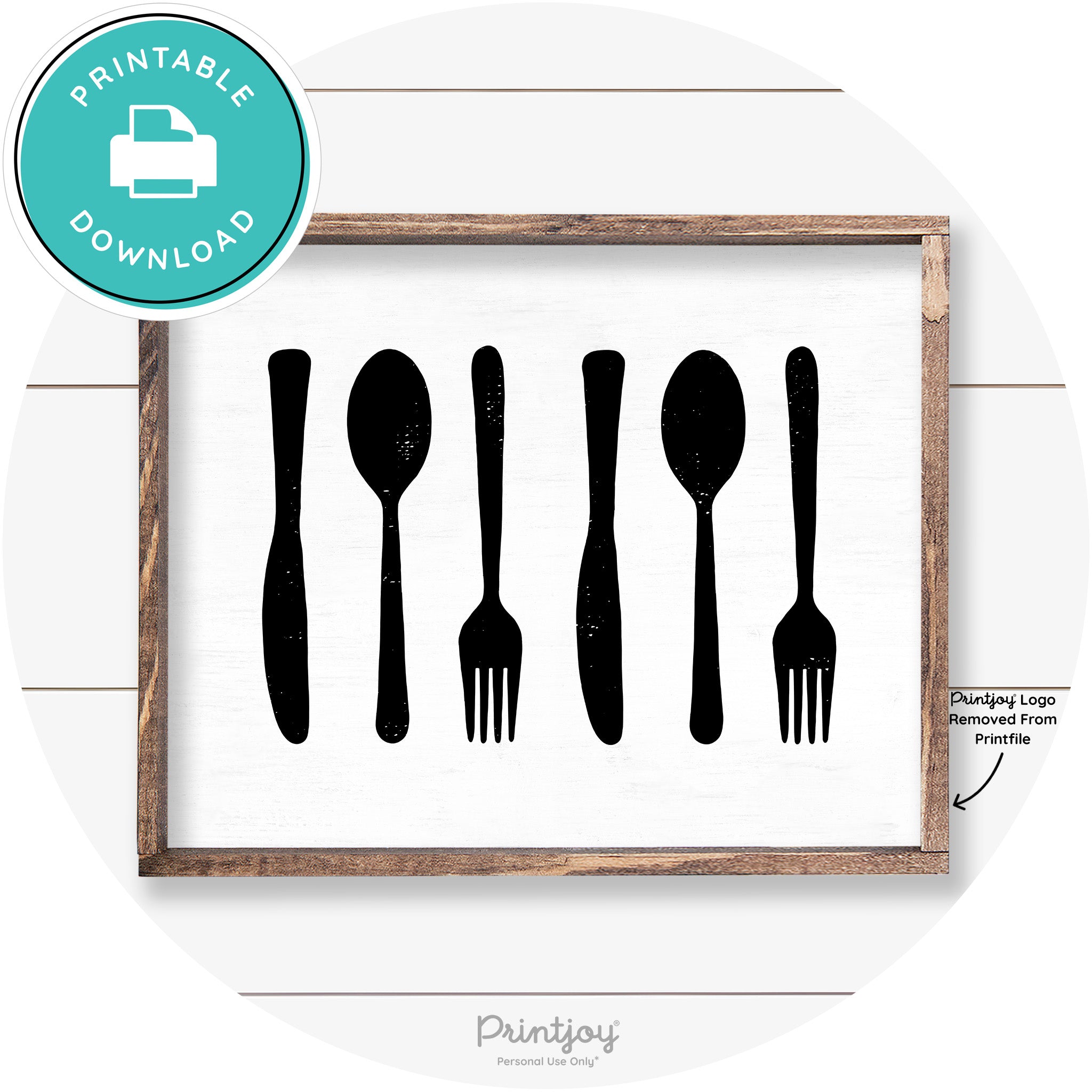 Fork Spoon Knife Pattern Farmhouse Kitchen Wall Art Free Printable
