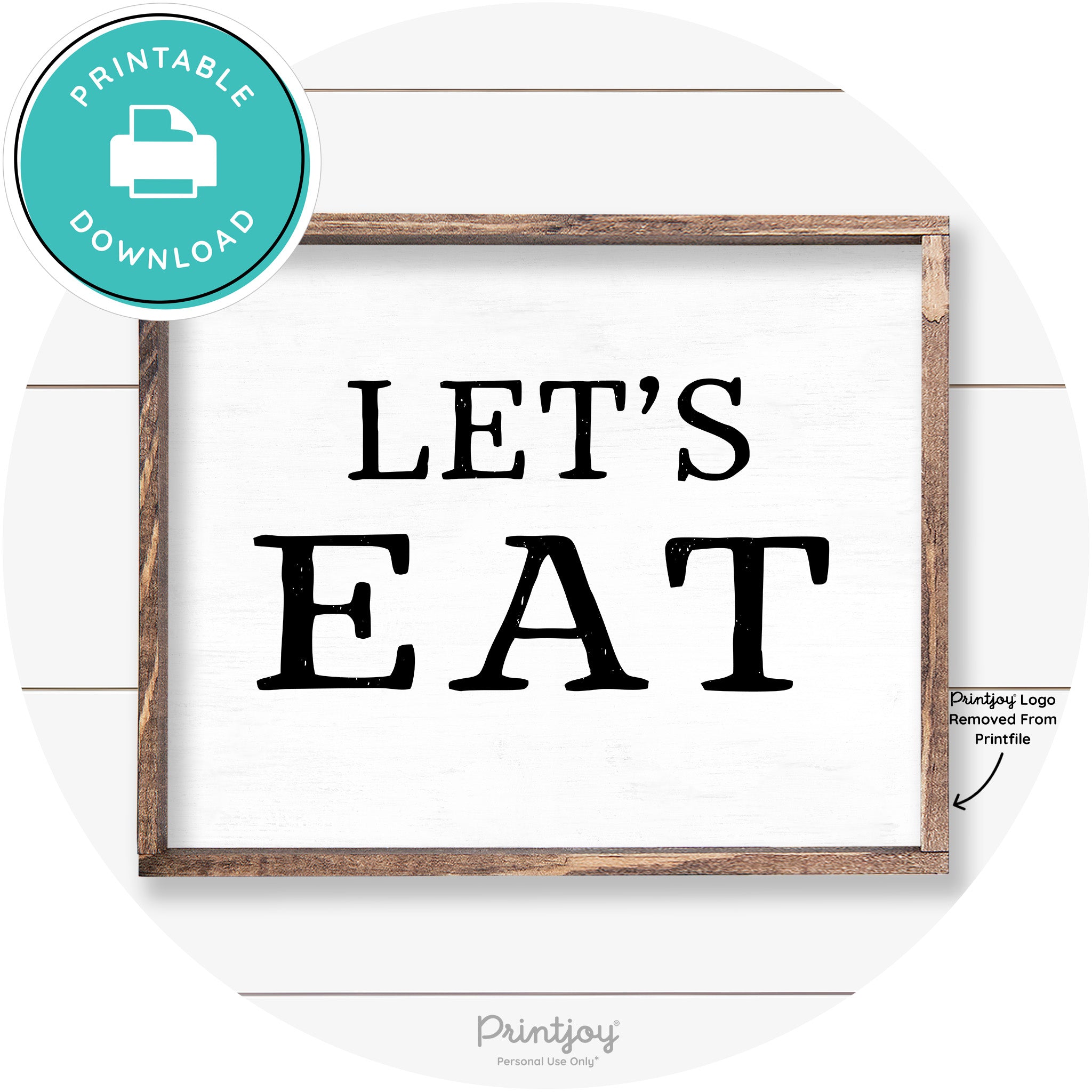 Let's Eat Kitchen Sign Rustic Farmhouse Wall Art Decor Free Printable