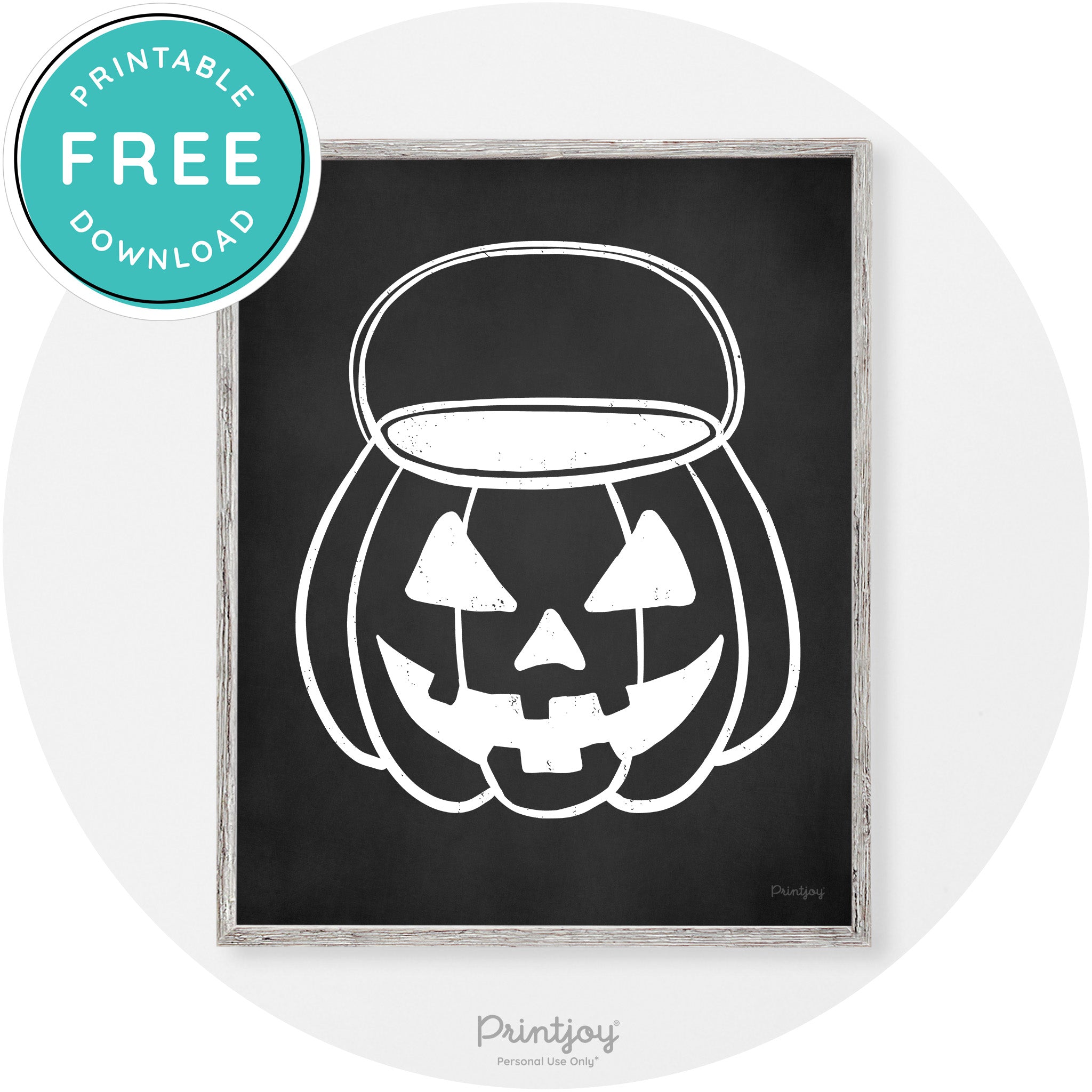 Jack O Lantern Treat Bucket Vintage Halloween Wall Art Free Printable - Printjoy