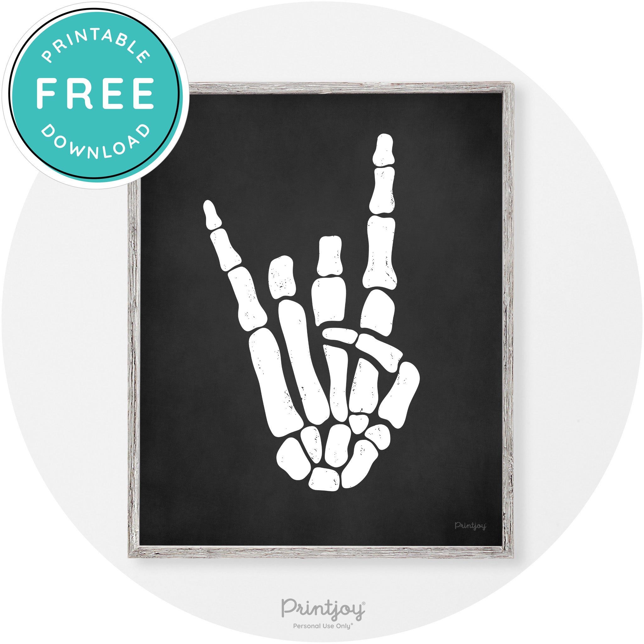 Skeleton Rock On Hand Bones Vintage Halloween Wall Art Free Printable - Printjoy