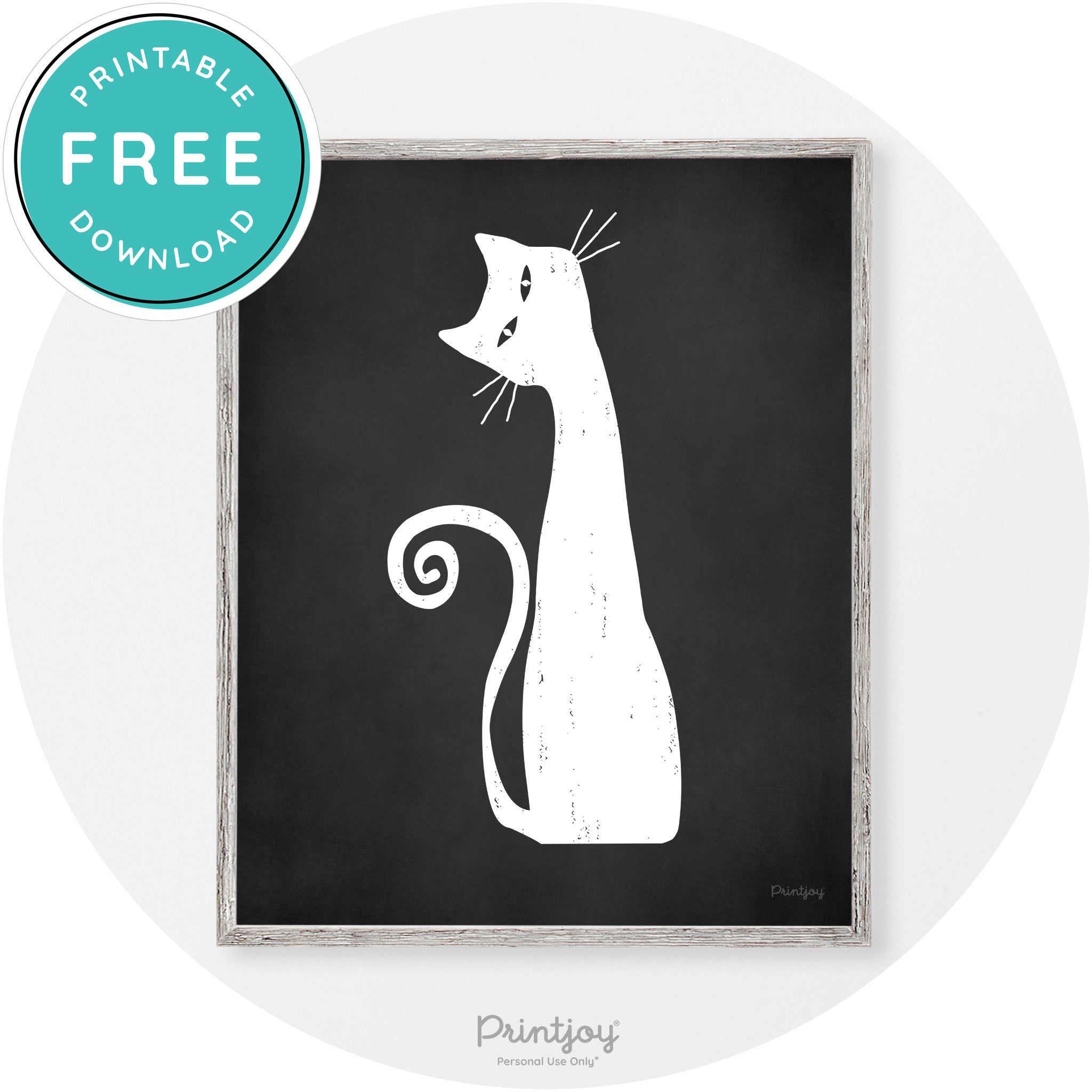 Creepy Skinny Cat Modern Vintage Halloween Wall Art Free Printable - Printjoy