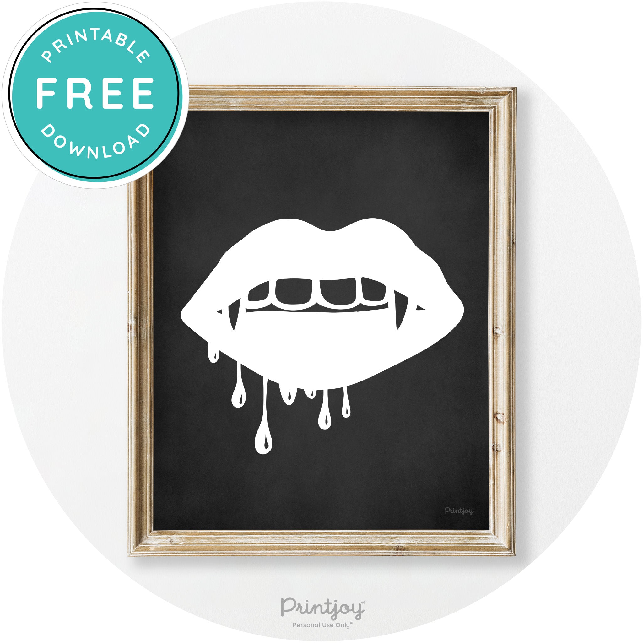 Dracula Fangs Teeth Modern Vintage Halloween Wall Art Free Printable