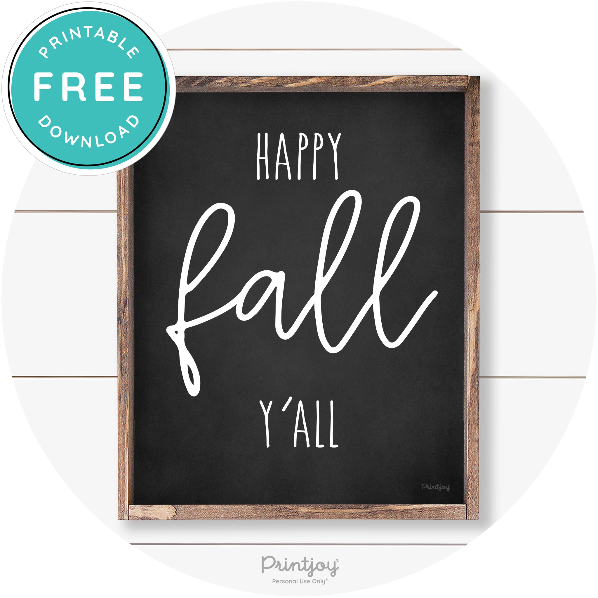 Happy Fall Y'all Cute Farmhouse Autumn Wall Art Decor Free Printable