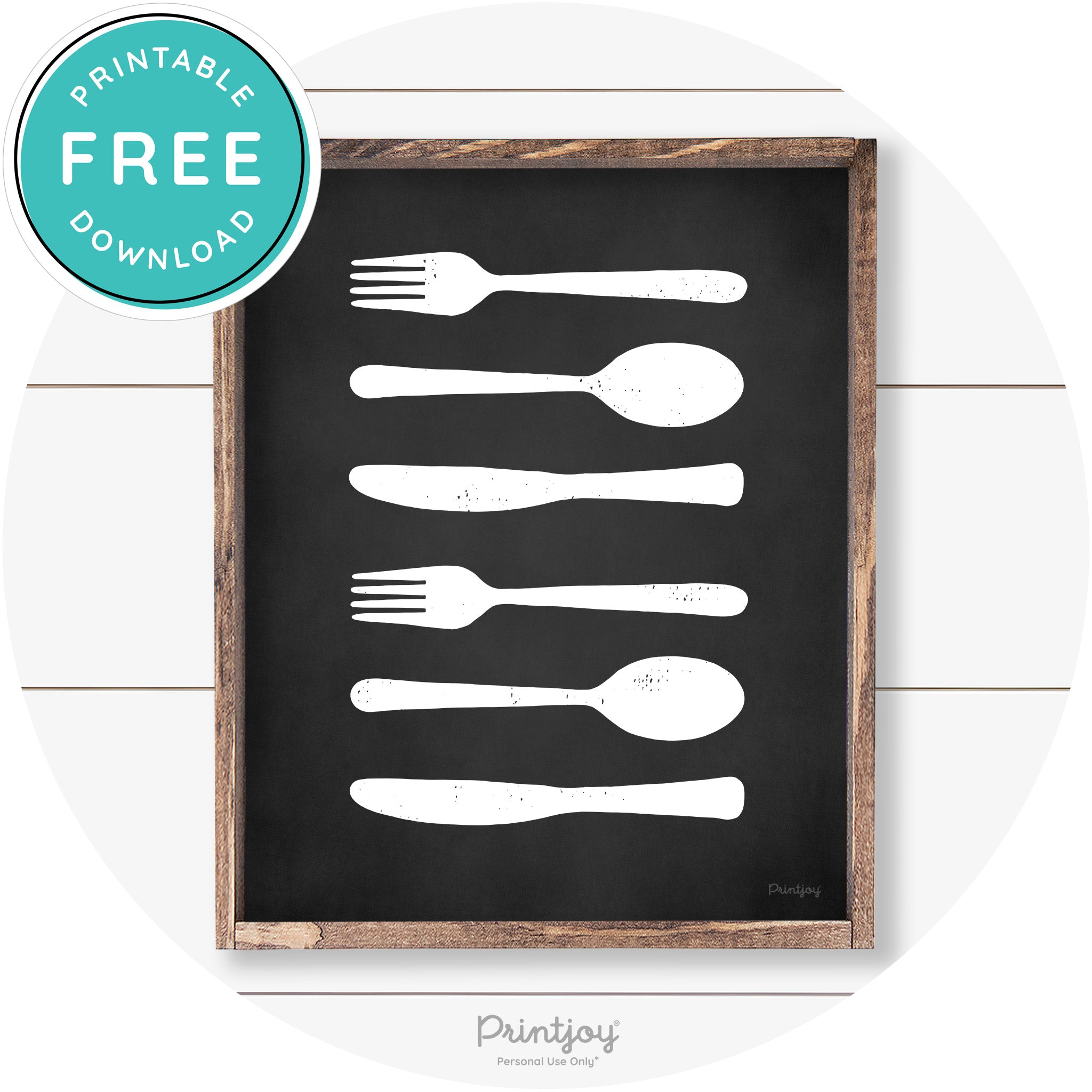 Fork Spoon Knife Pattern Farmhouse Kitchen Wall Art Free Printable