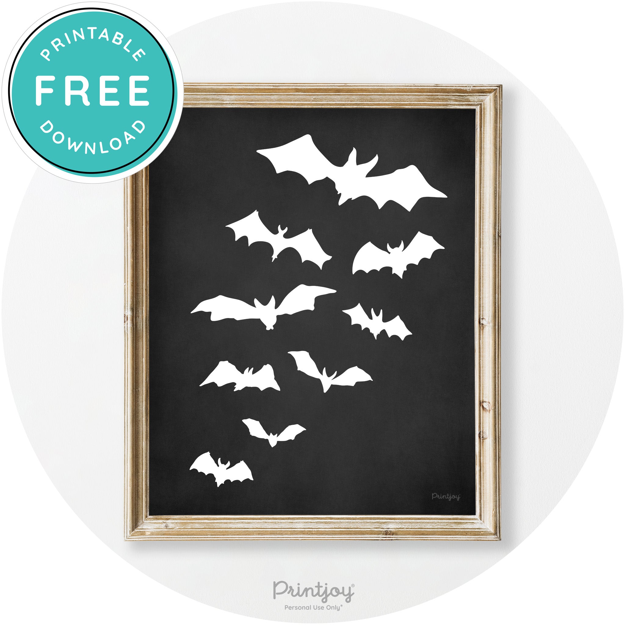 Halloween Bats Silhouette Modern Vintage Wall Art Free Printable