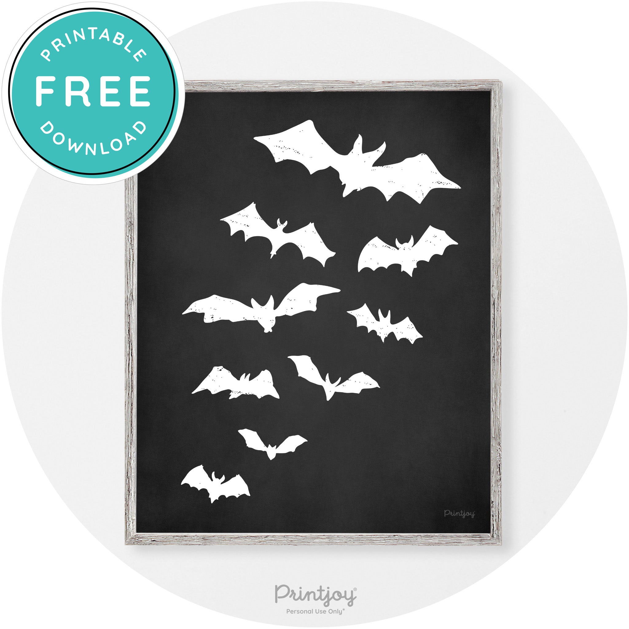 Halloween Bats Silhouette Modern Vintage Wall Art Free Printable - Printjoy