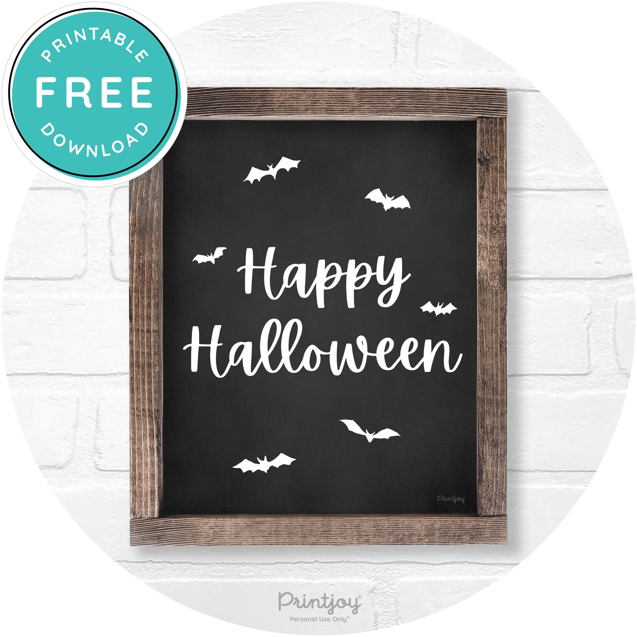Happy Halloween Bats Rustic Farmhouse Wall Art Printable