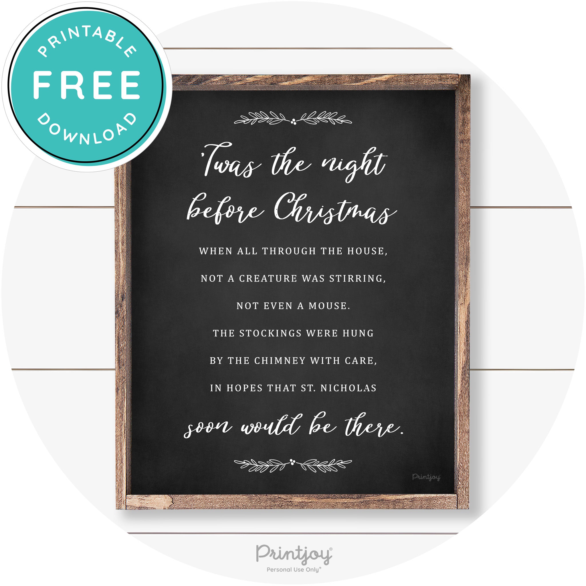 'Twas The Night Before Christmas Farmhouse Wall Art Free Printable