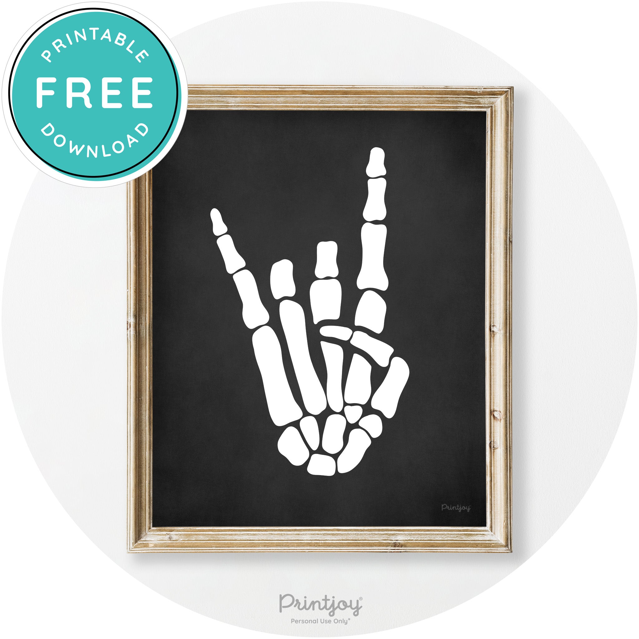 Skeleton Rock On Hand Bones Vintage Halloween Wall Art Free Printable