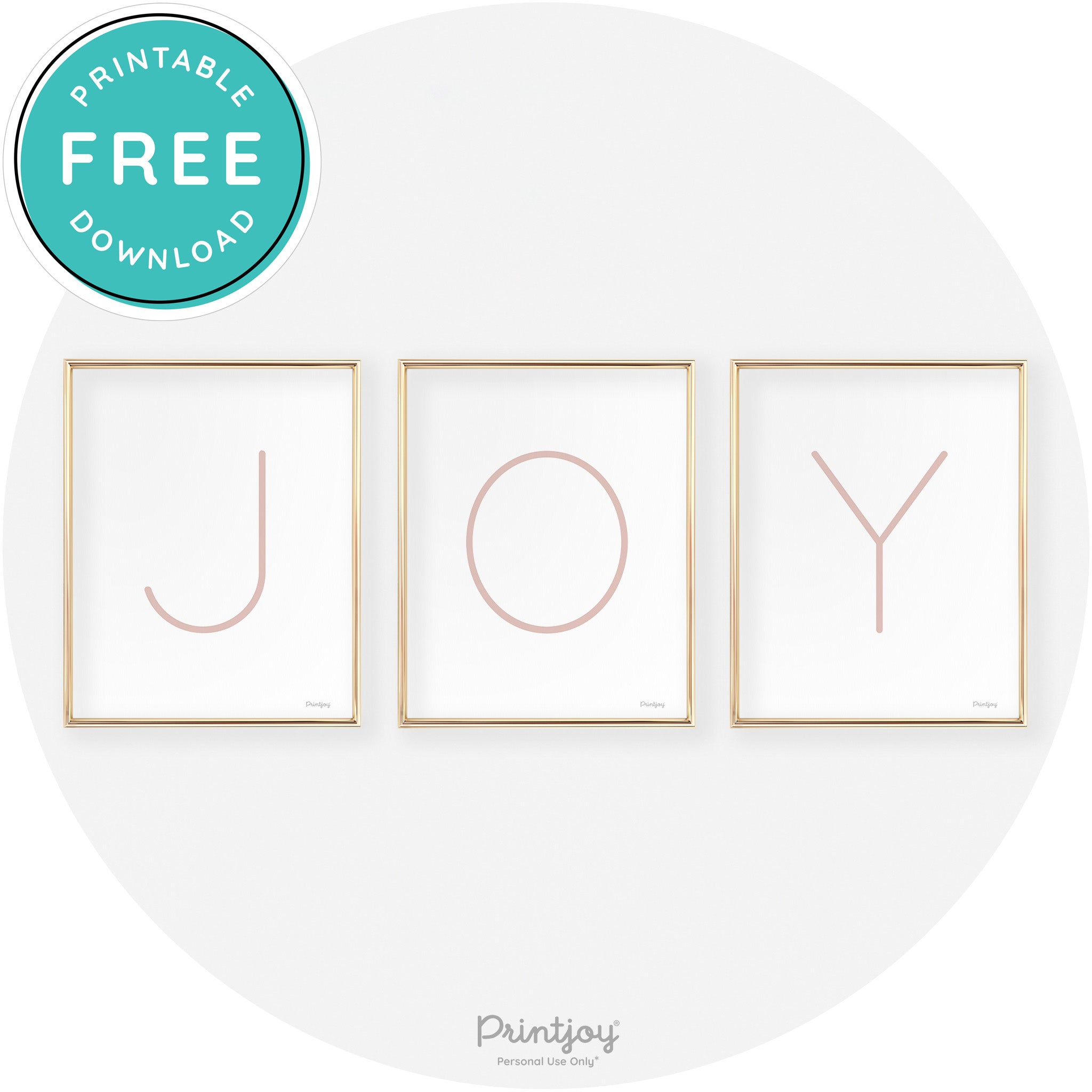 Joy Simple Letters Set Of 3 Christmas Modern Chic Wall Art Free Printable