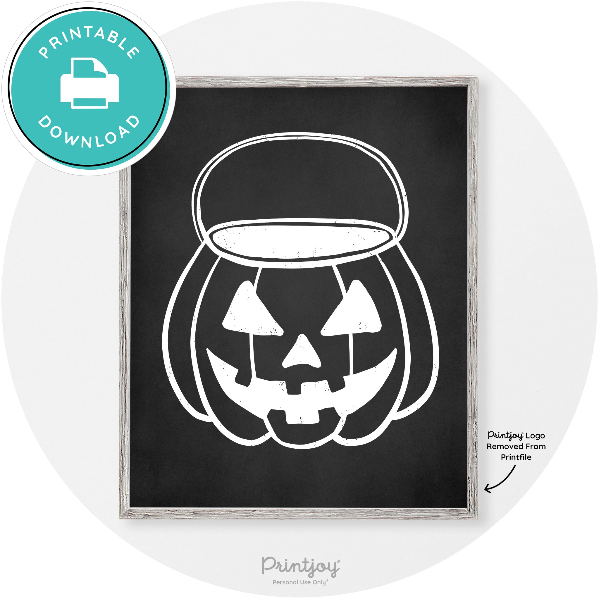 Jack O Lantern Treat Bucket Vintage Halloween Wall Art Free Printable - Printjoy