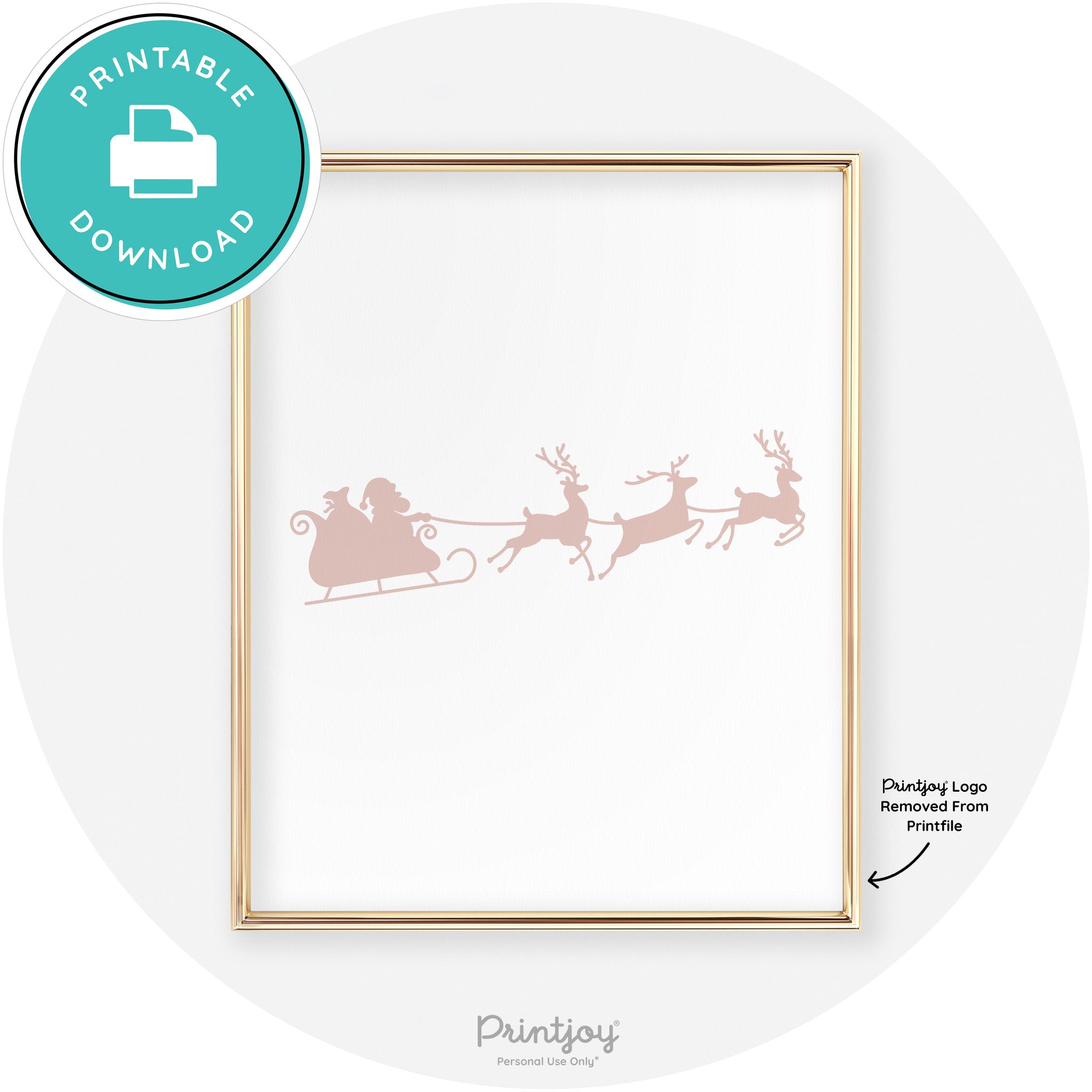 Santa Sleigh Reindeer Silhouette Cute Chic Wall Art Free Printable
