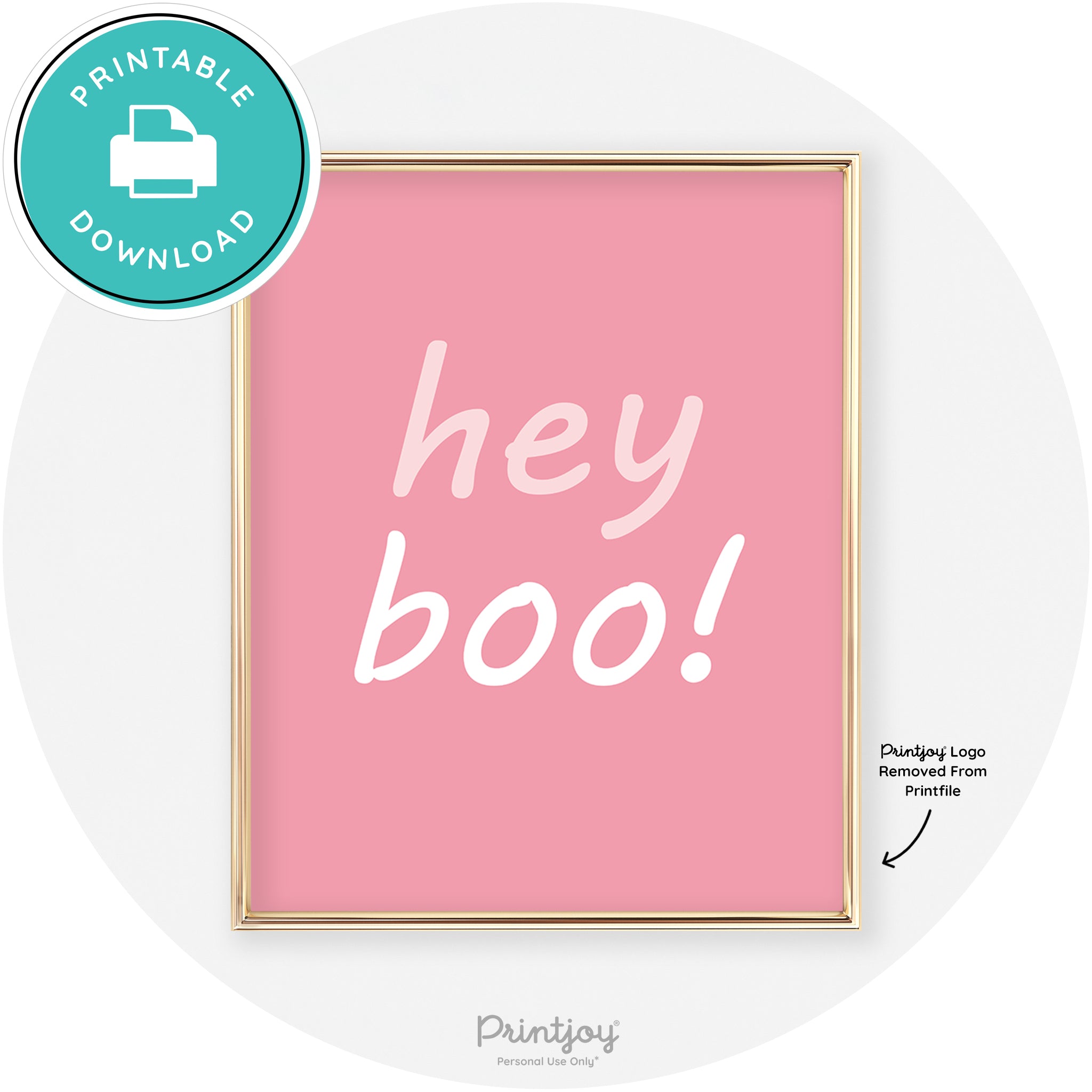 Hey Boo Fun Cute Chic Halloween Sign Wall Art Decor Free Printable - Printjoy