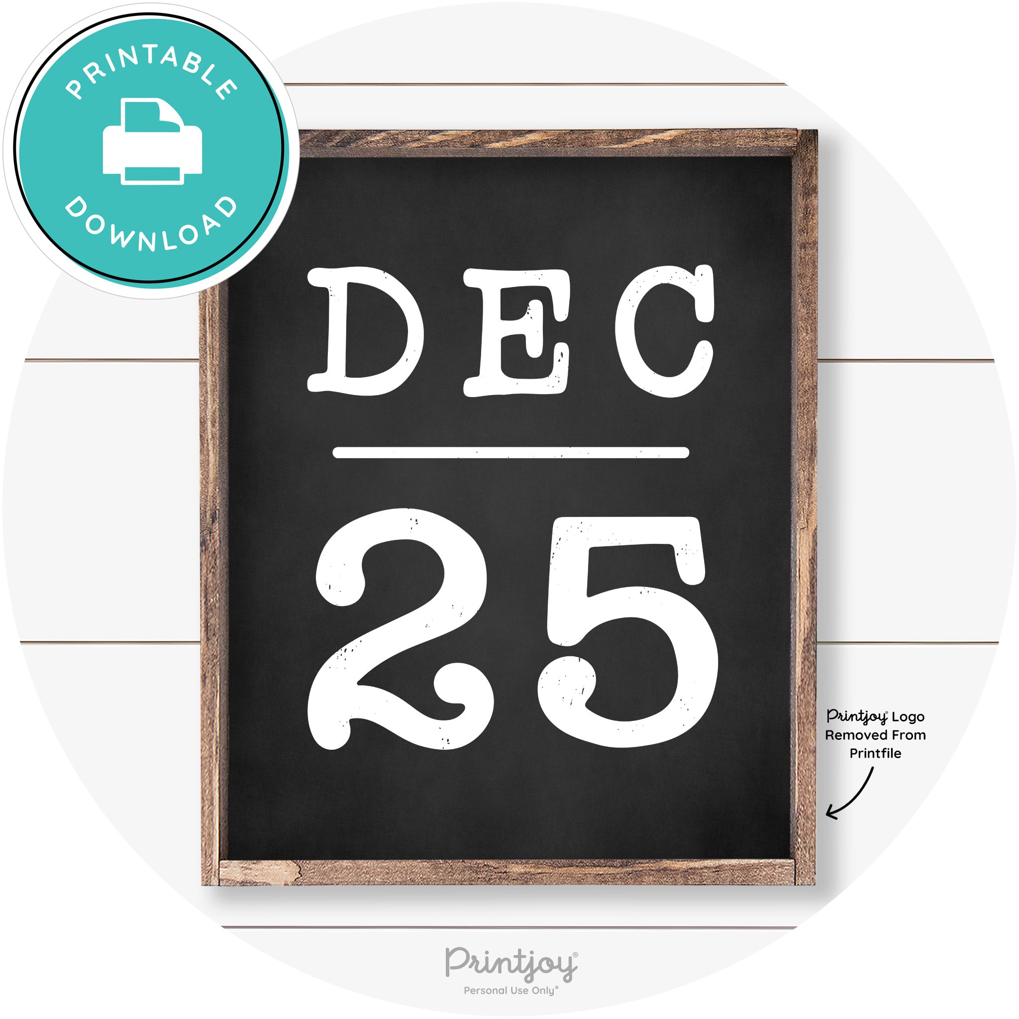 Dec 25 Christmas Rustic Farmhouse Wall Art Decor Free Printable