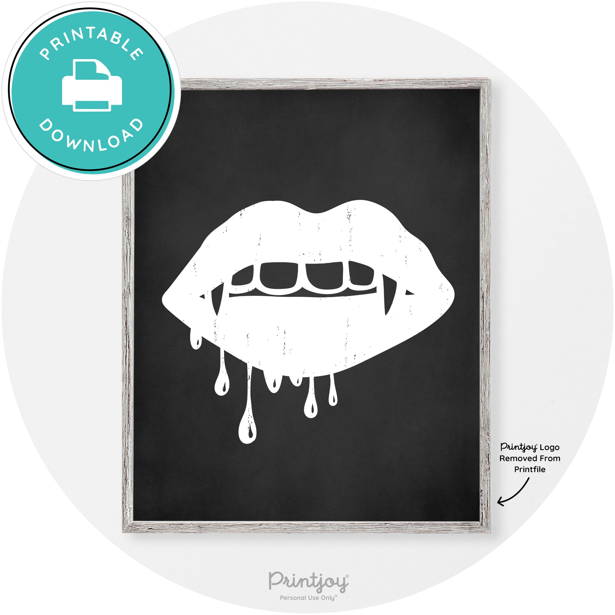 Dracula Fangs Teeth Modern Vintage Halloween Wall Art Free Printable - Printjoy