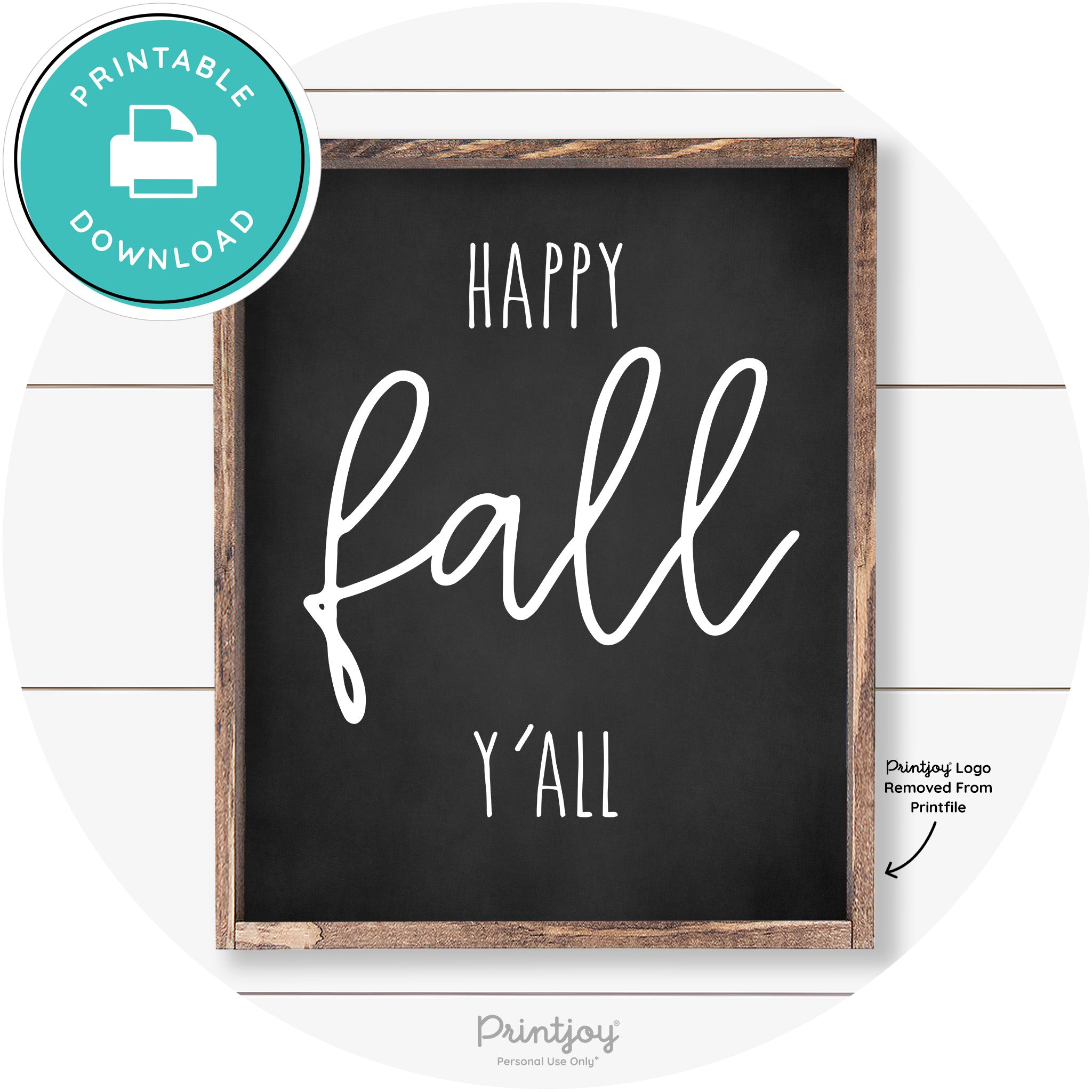 Happy Fall Y'all Cute Farmhouse Autumn Wall Art Decor Free Printable