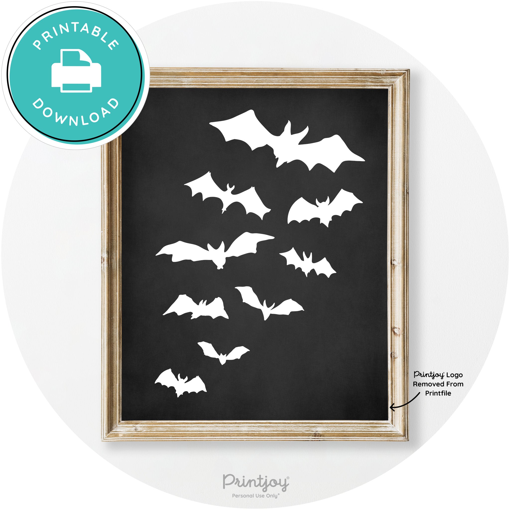 Halloween Bats Silhouette Modern Vintage Wall Art Free Printable