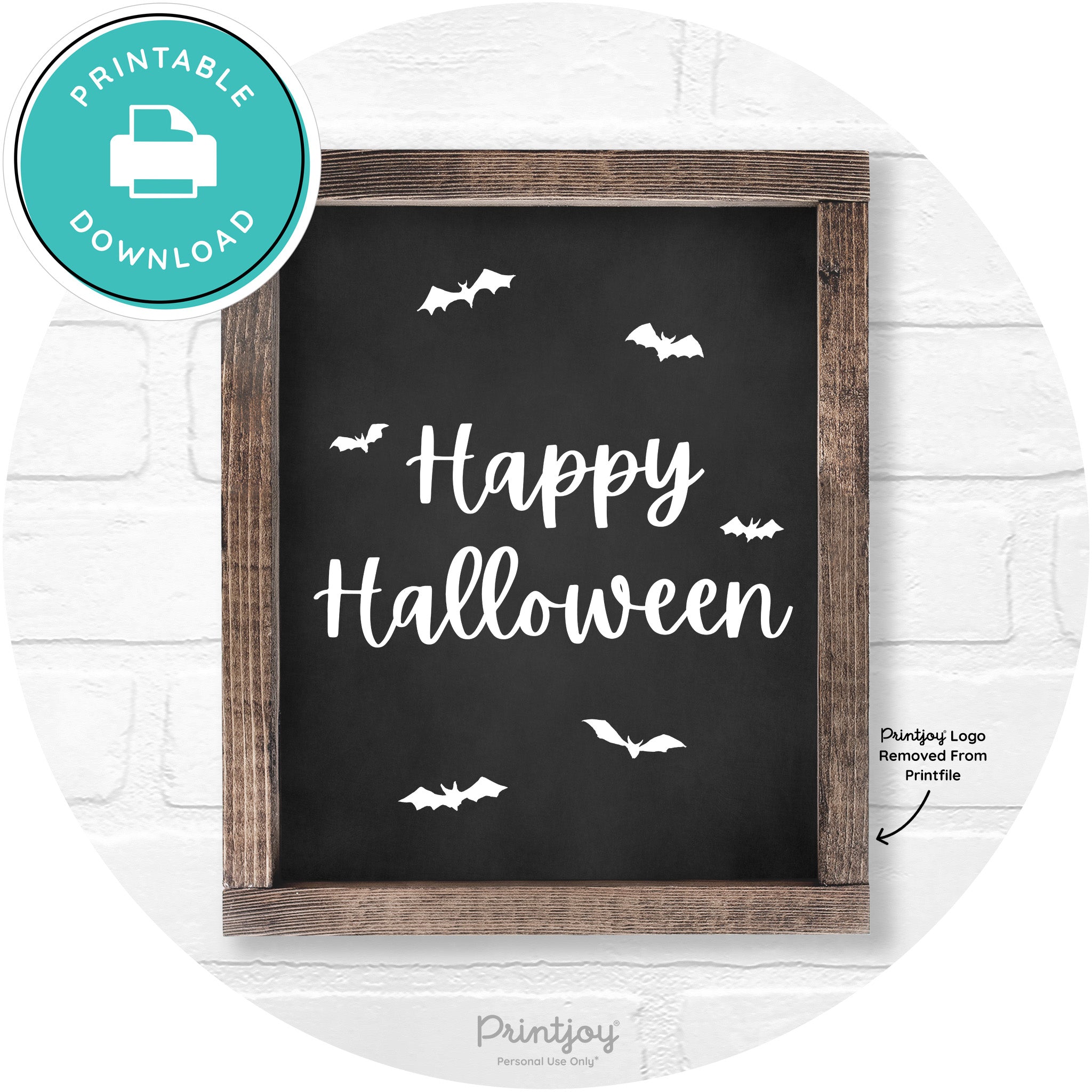 Happy Halloween Bats Rustic Farmhouse Wall Art Printable
