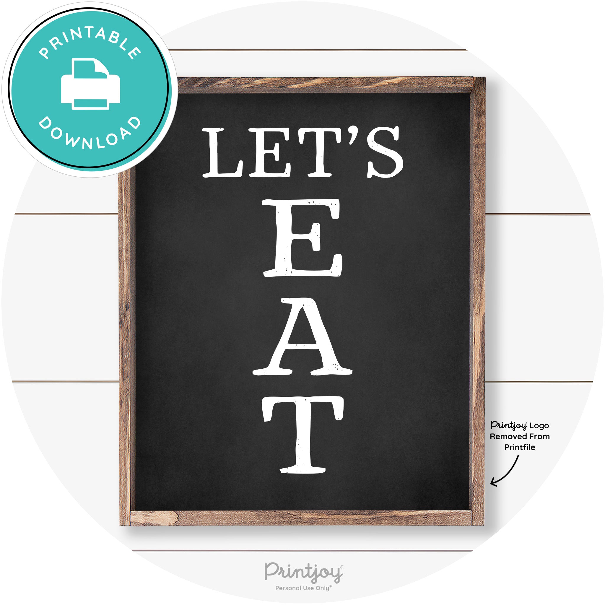 Let's Eat Kitchen Sign Rustic Farmhouse Wall Art Decor Free Printable