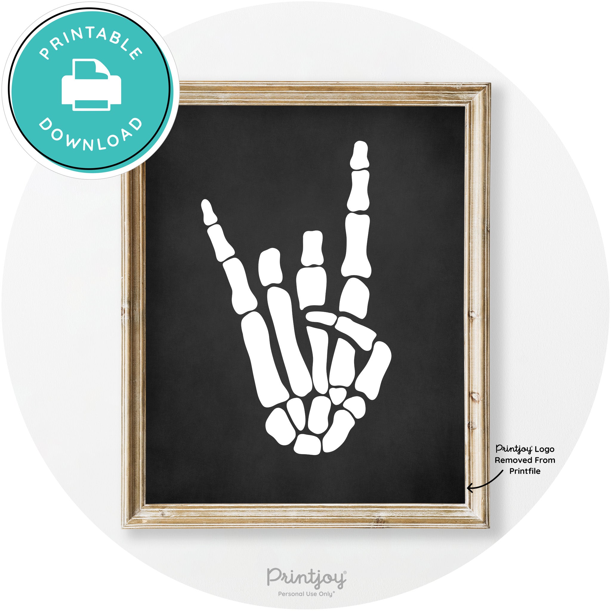 Skeleton Rock On Hand Bones Vintage Halloween Wall Art Free Printable