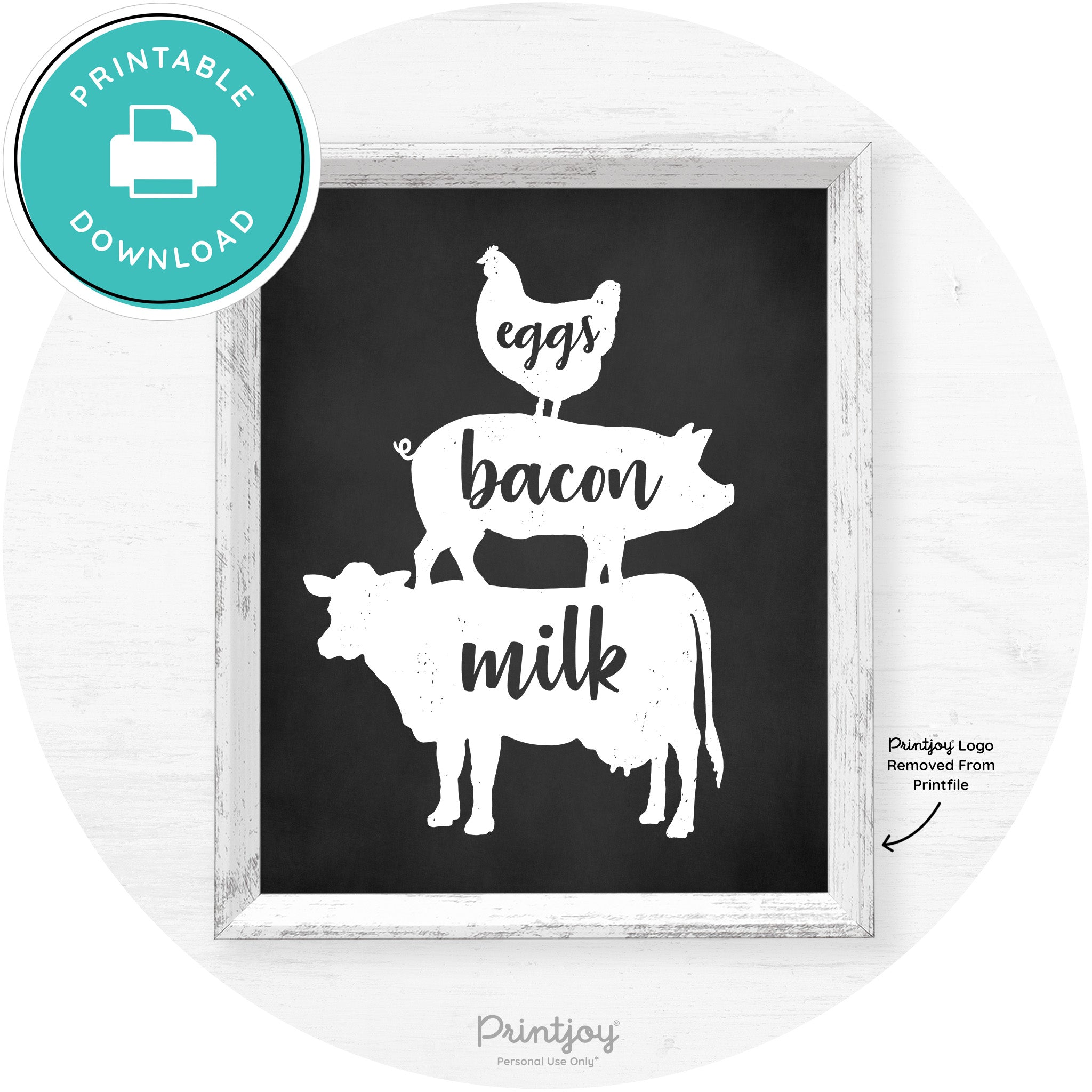 Stacked Farm Animals Eggs Bacon Milk Farmhouse Art Free Printable