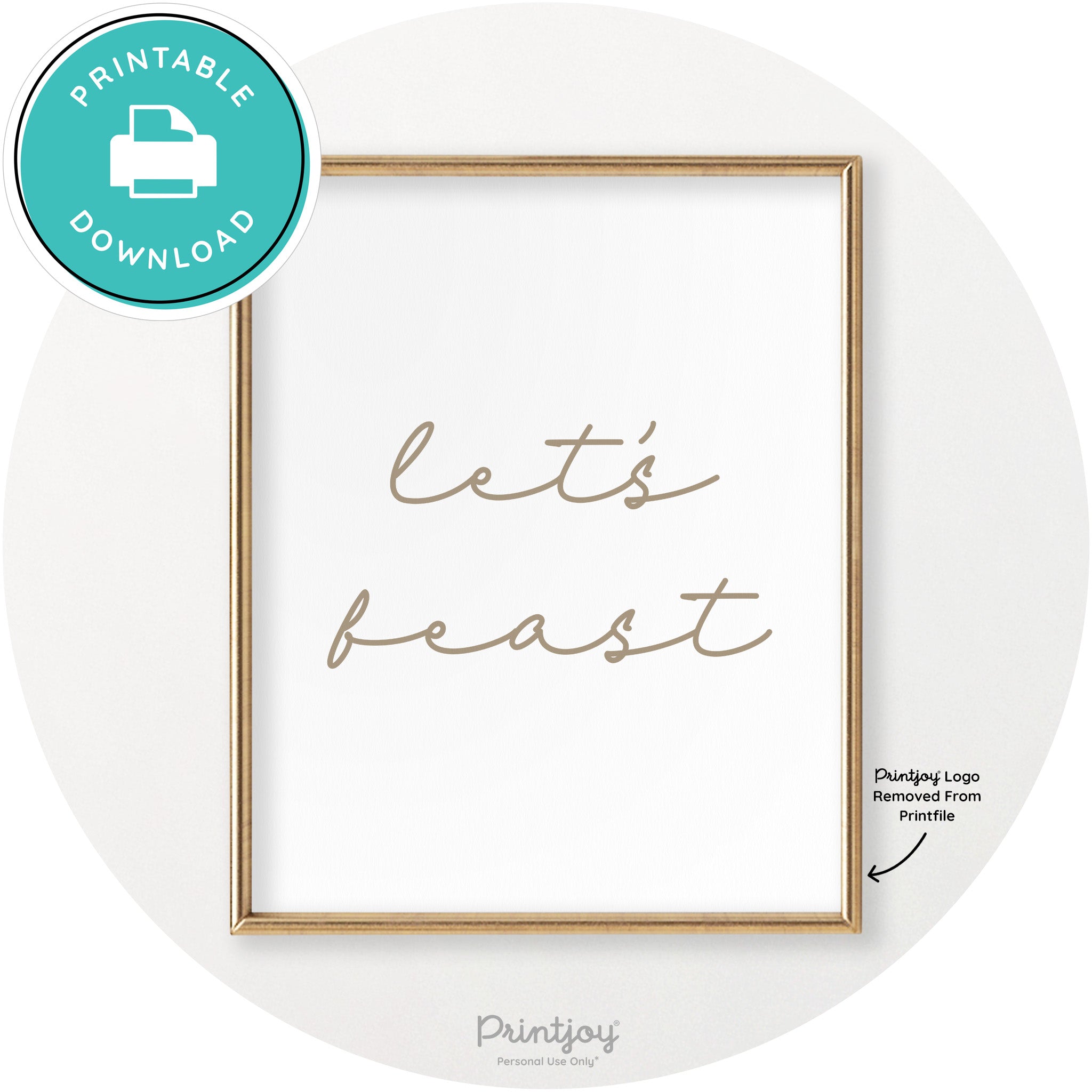 Let's Feast Cute Thanksgiving Modern Chic Wall Art Printable
