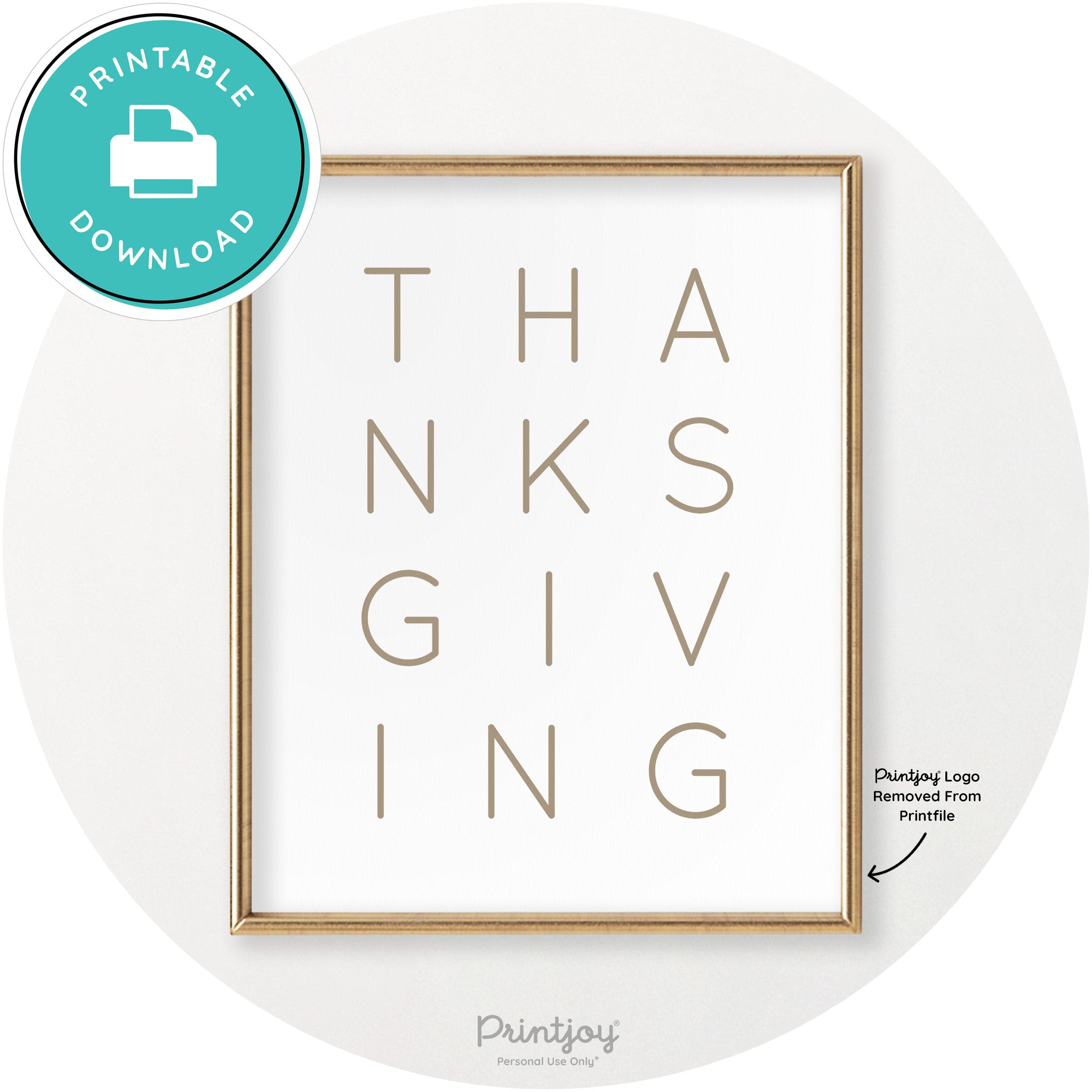 Thanksgiving Cute Typography Modern Chic Wall Art Printable